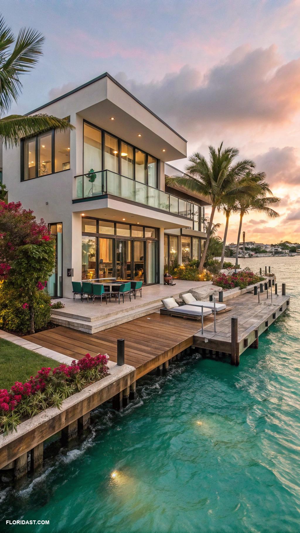 tropical houses Modern waterfront home with private dock