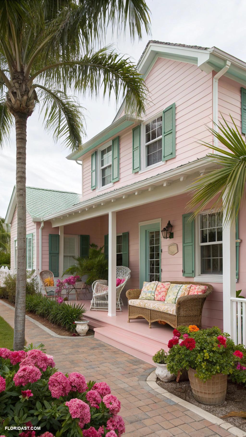 florida exterior house colors Soft pastel pink for a cheerful vibe