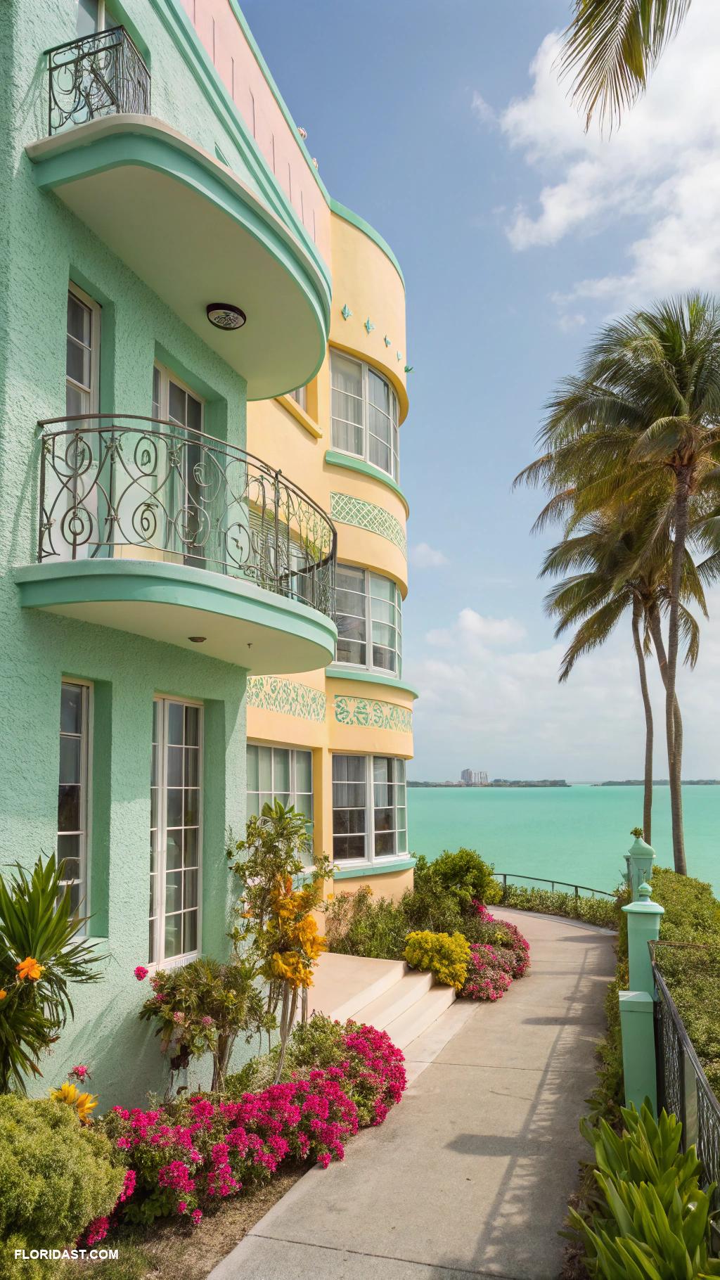 miami style houses Classic Art Deco waterfront property