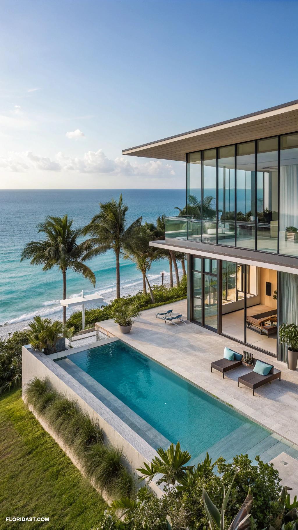 miami style houses Sleek modernist home with ocean views