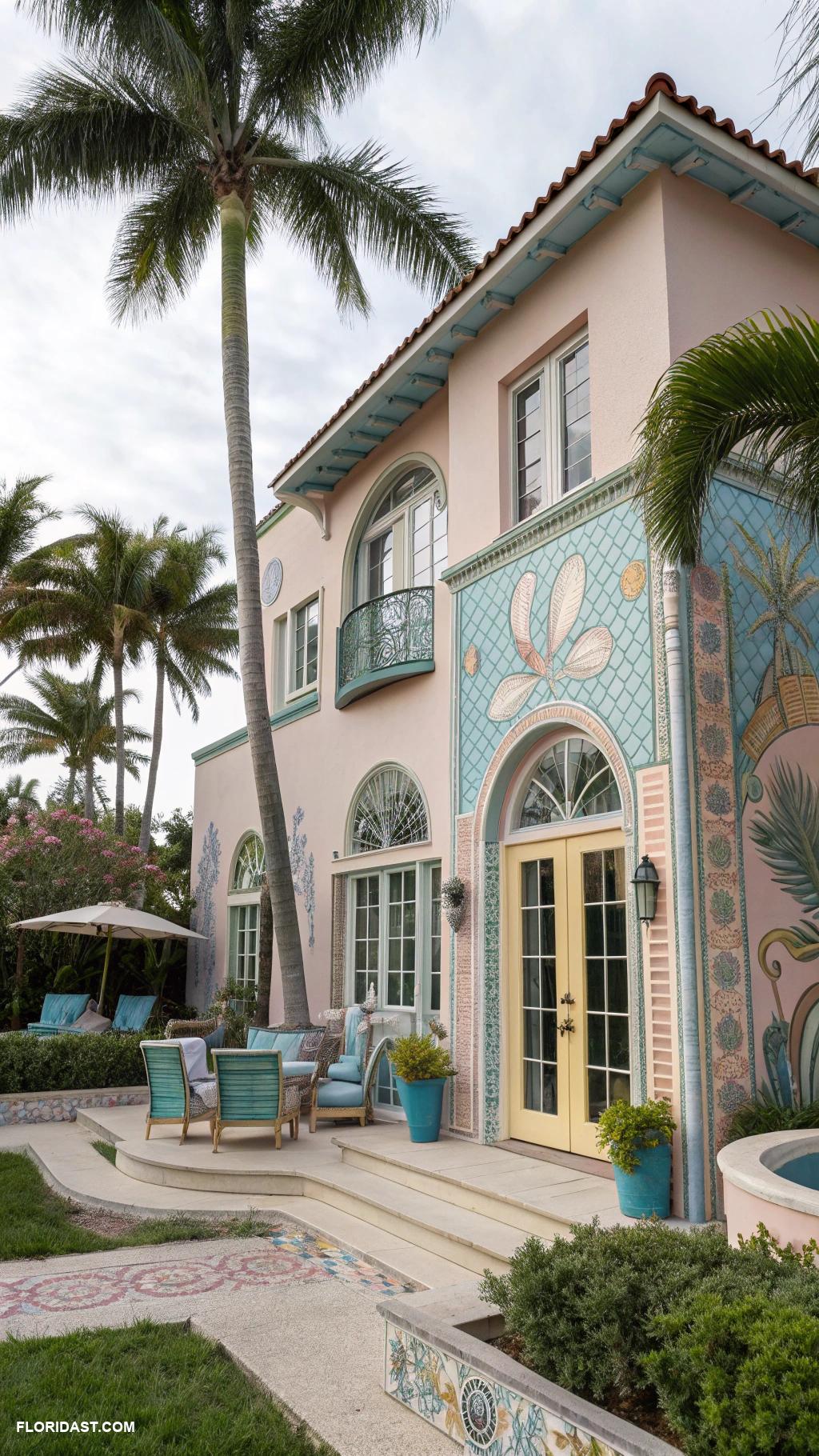 miami style houses Stylish home with mosaic tile accents