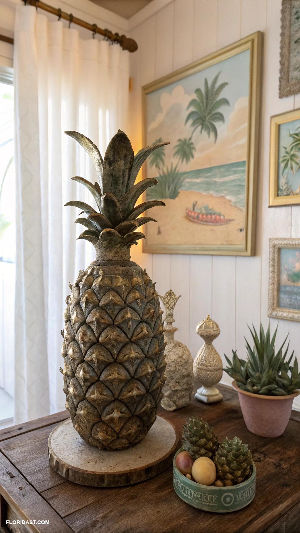 vintage florida decor Antique pineapple decorations for good luck