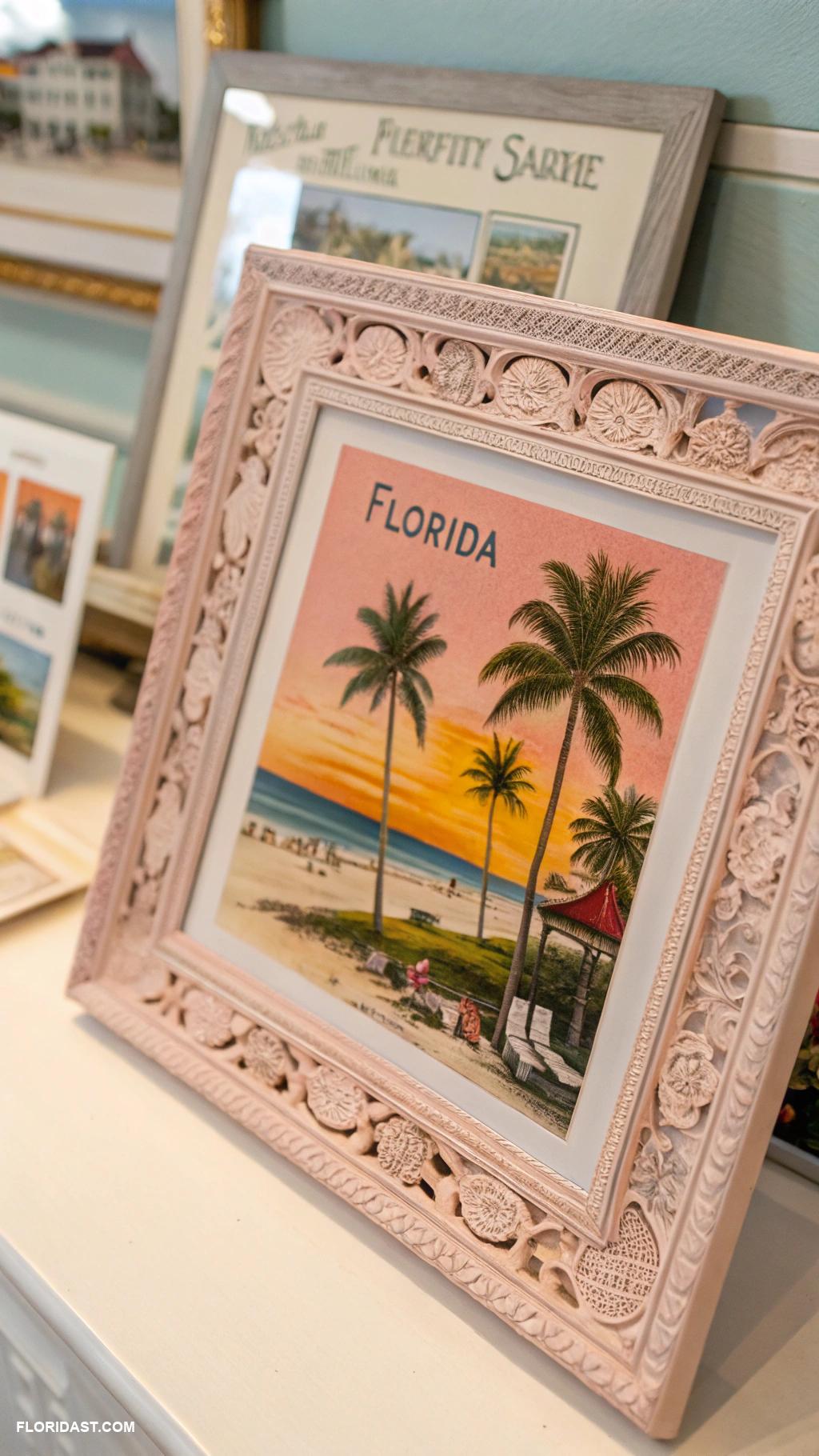 vintage florida decor Old Florida postcards in frames