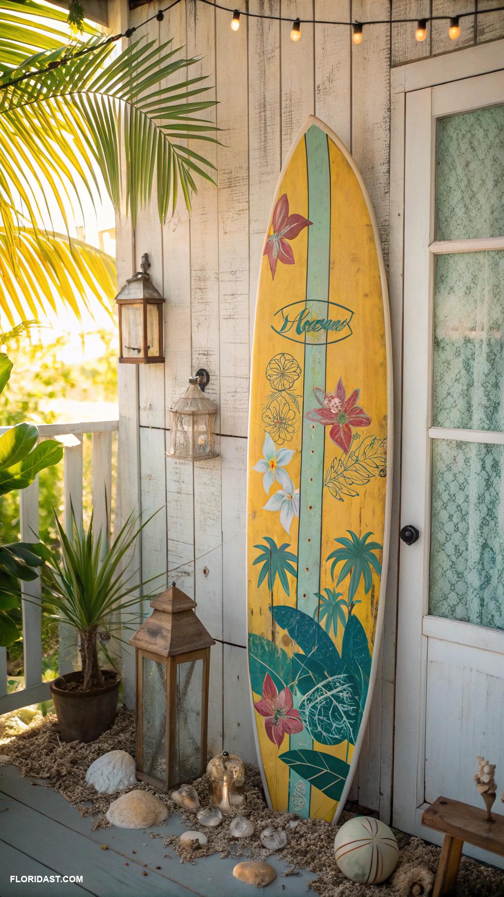 vintage florida decor Old school surfboards as wall art