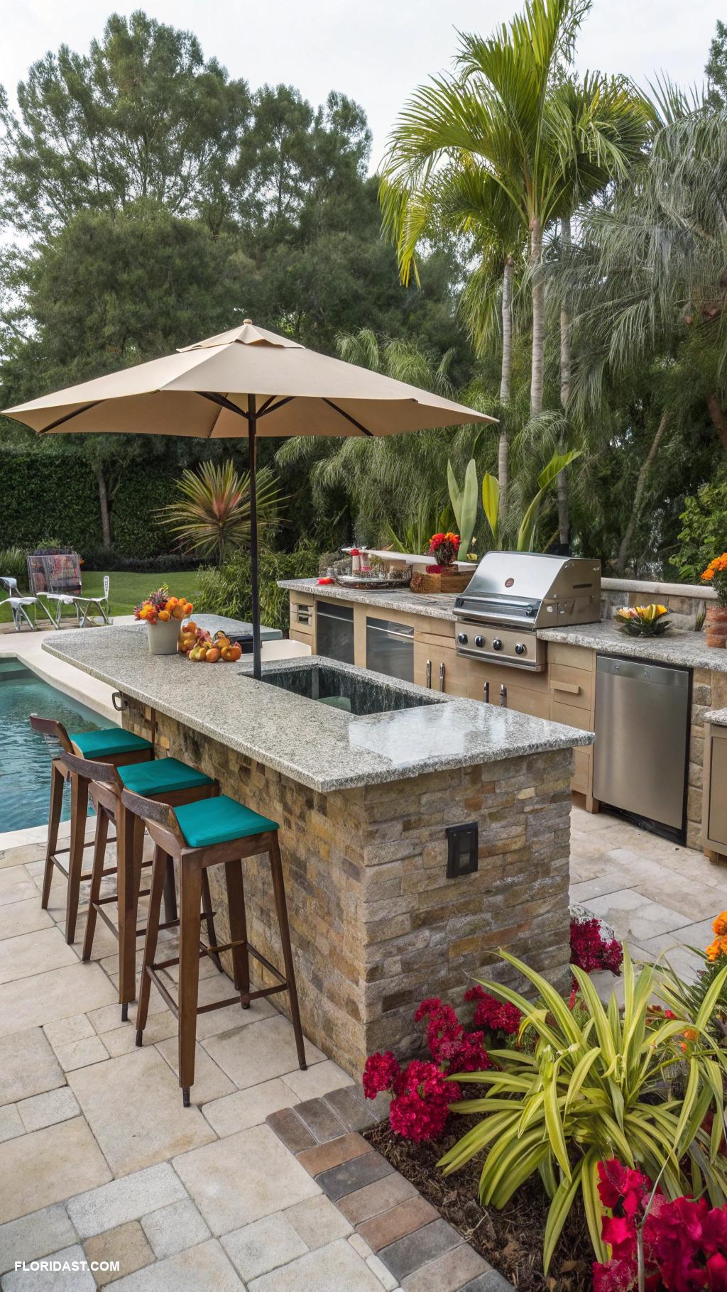 backyard pool house Outdoor kitchen for summer barbecues