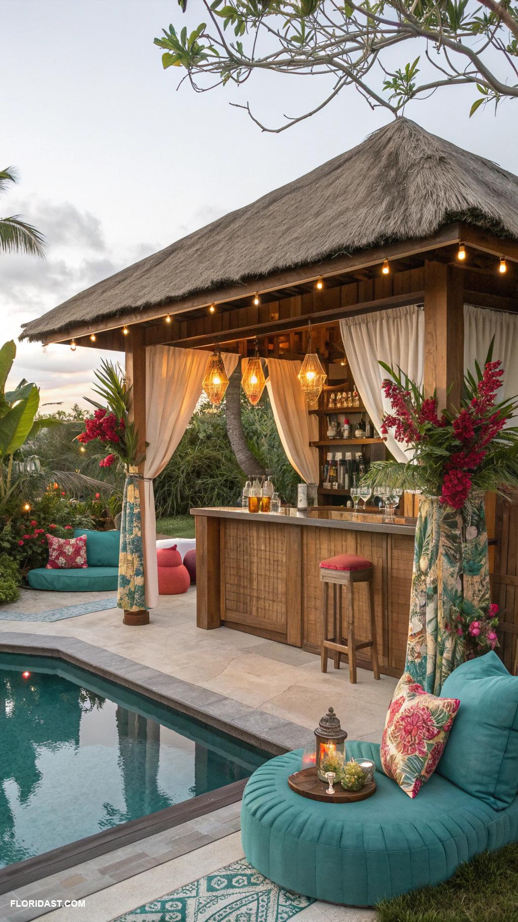 backyard pool house Tropical themed cabana for relaxing
