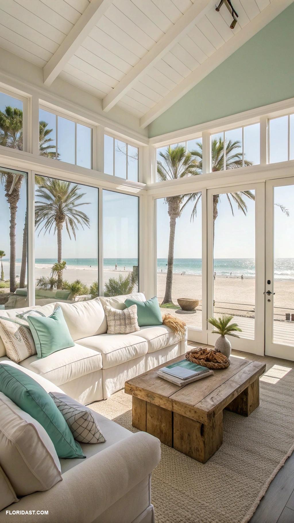 beach bungalow interior Natural light with large windows
