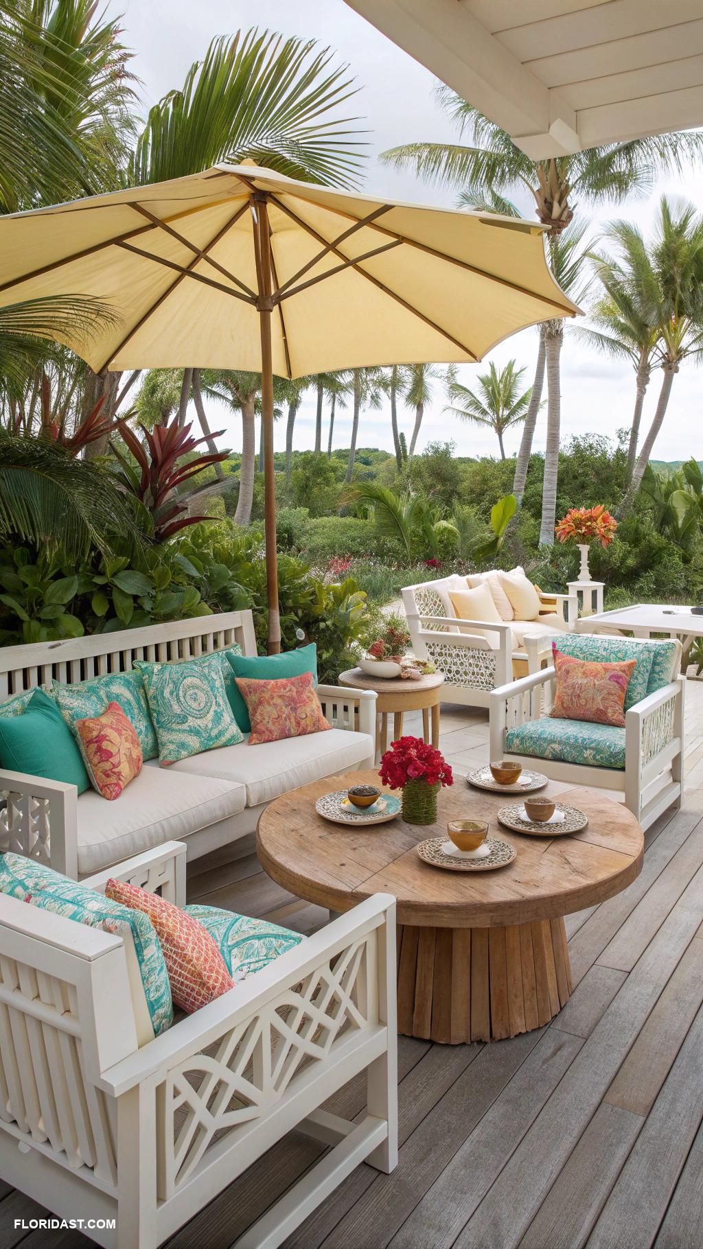 beach bungalow interior Spacious outdoor seating areas