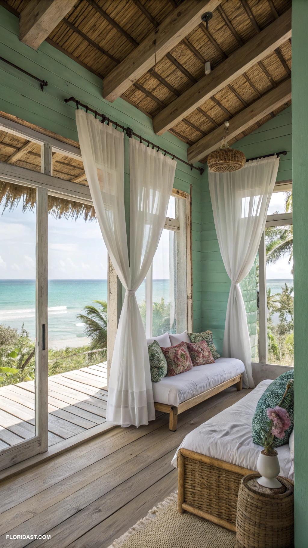 beach bungalow interior Sustainable materials for eco friendly design