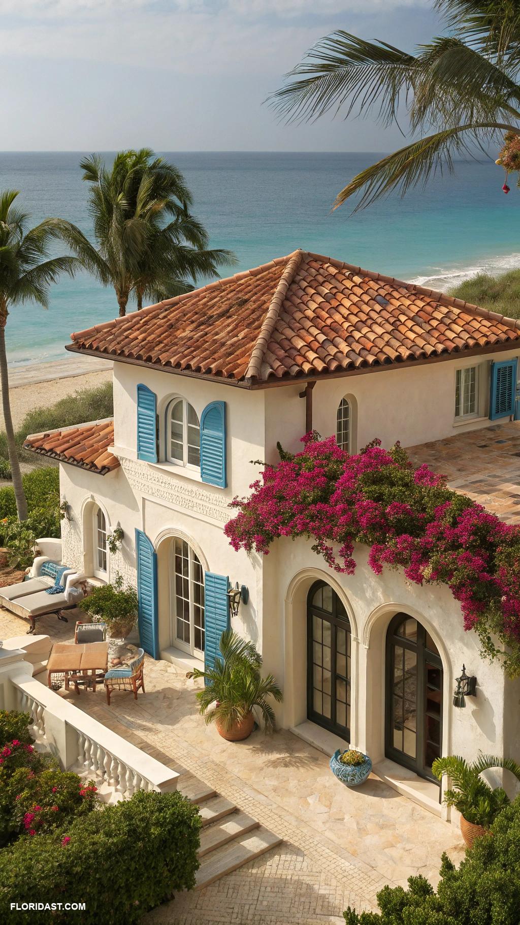 beach house exterior Mediterranean style villa with terracotta roof