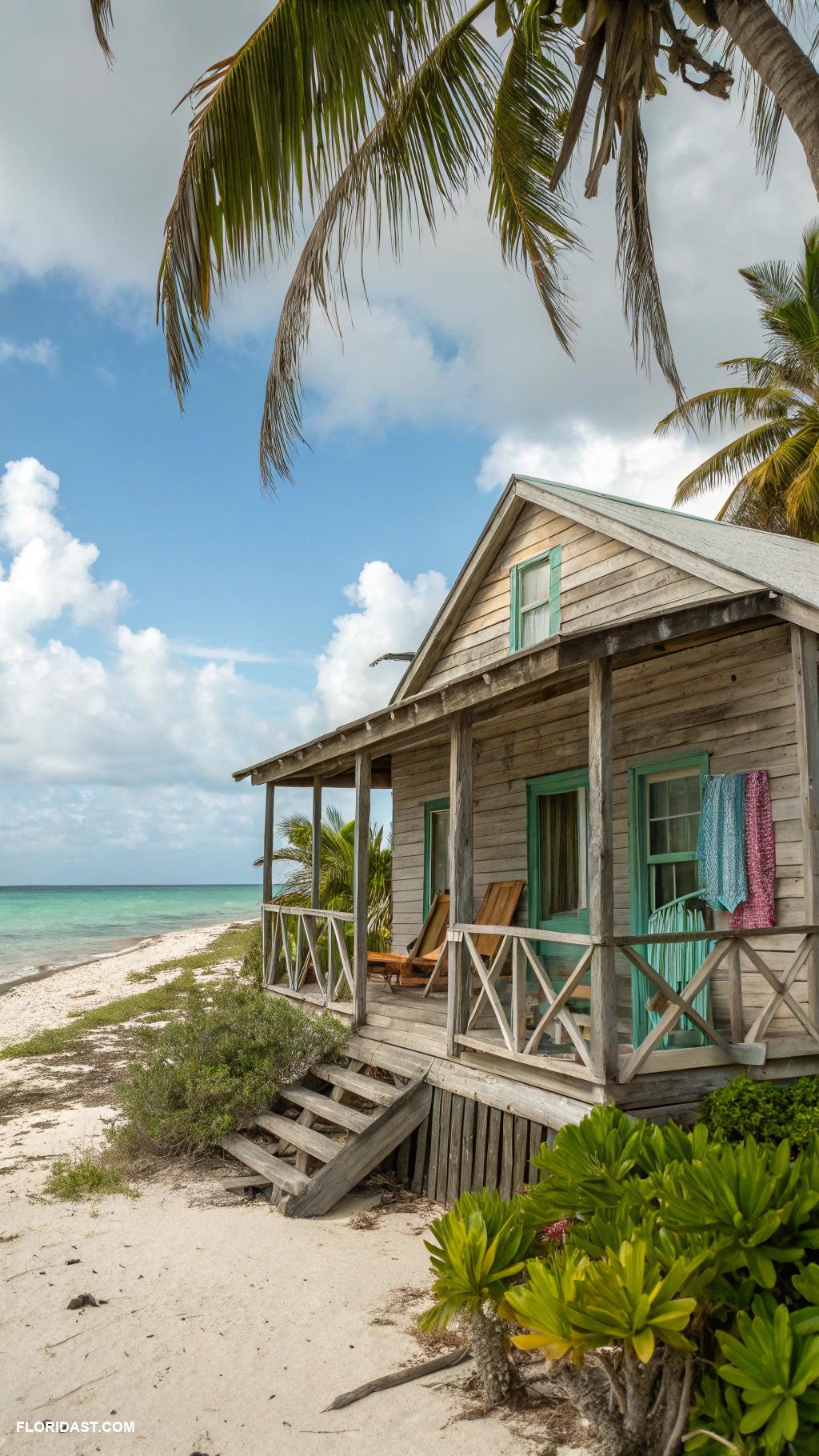 beach house exterior Rustic wood cabin on the shoreline