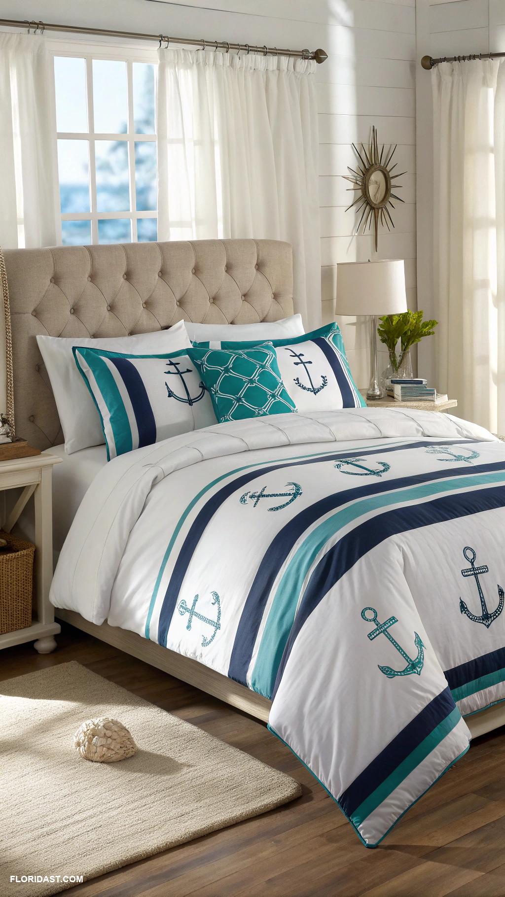 bedding ideas Nautical stripes and anchors