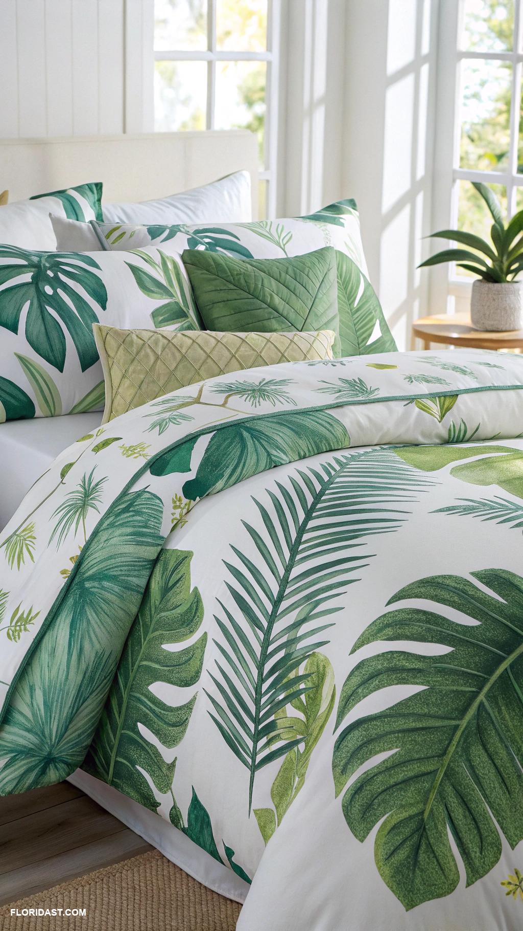 bedding ideas Tropical palm leaf prints