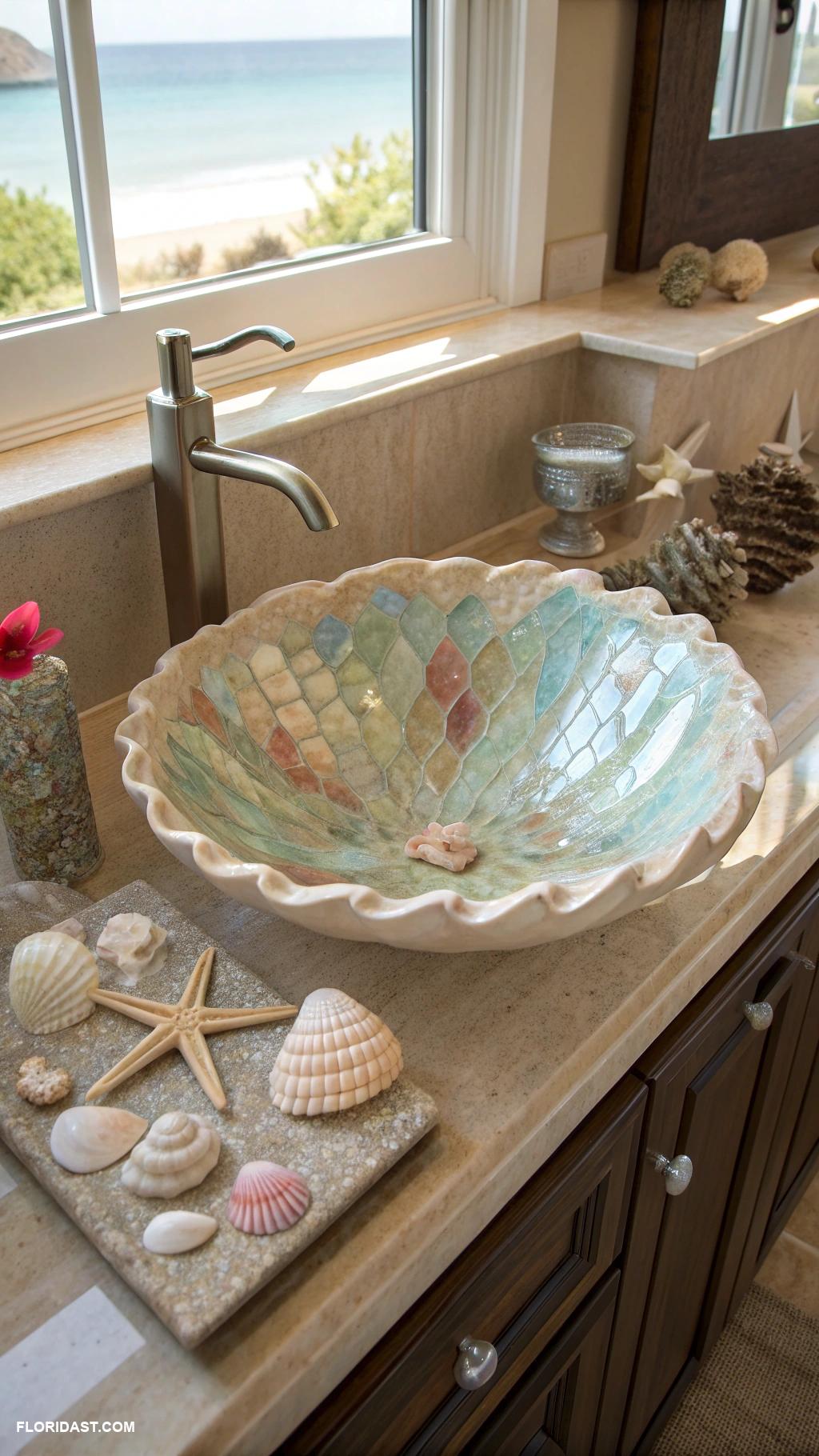 coastal bathrooms Seashell sink for a unique touch