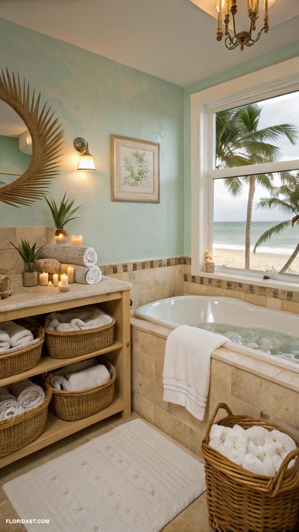 coastal bathrooms Spa like atmosphere with soft lighting
