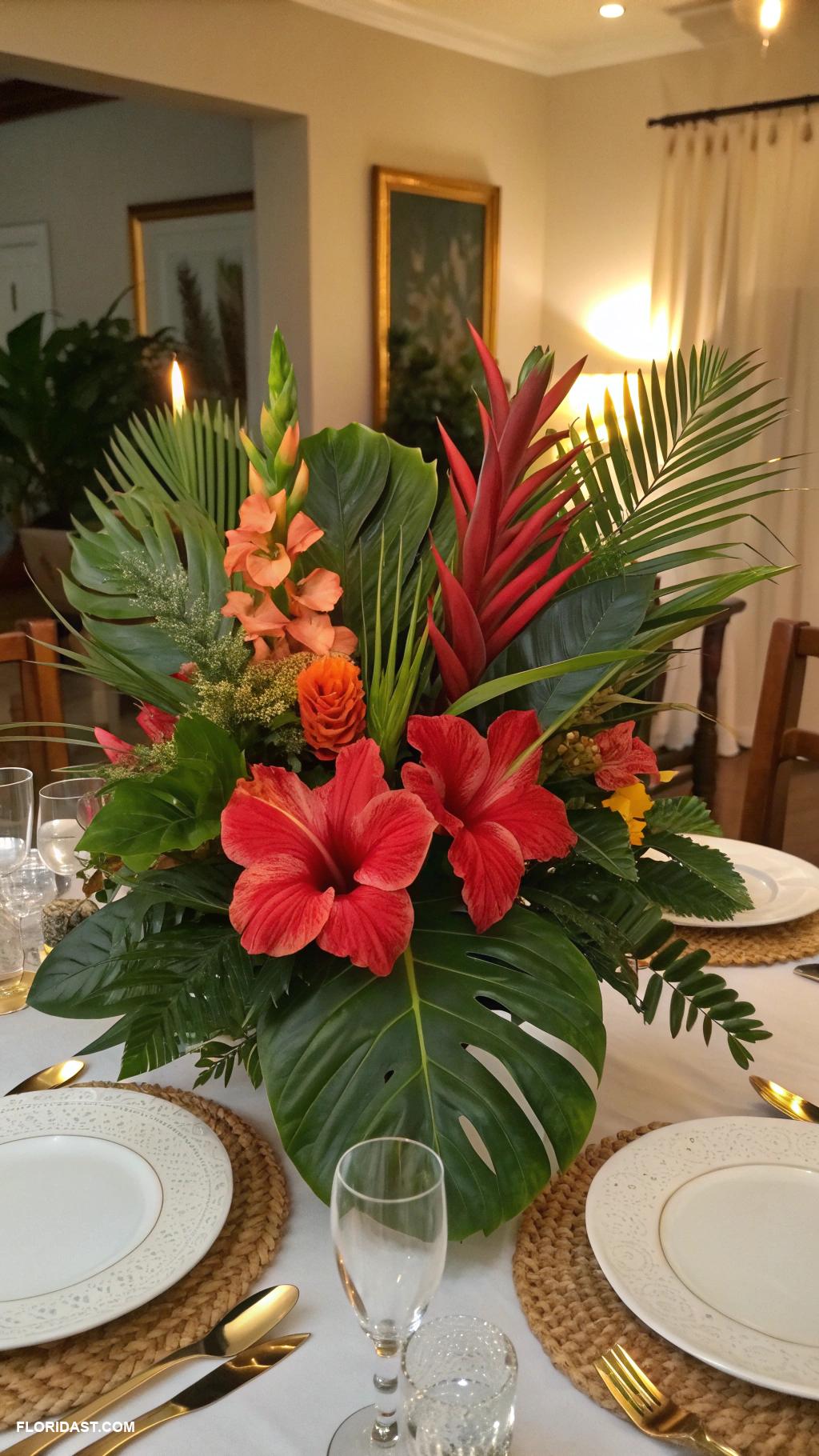 coastal christmas home decor ideas Tropical flower arrangements for festive tables