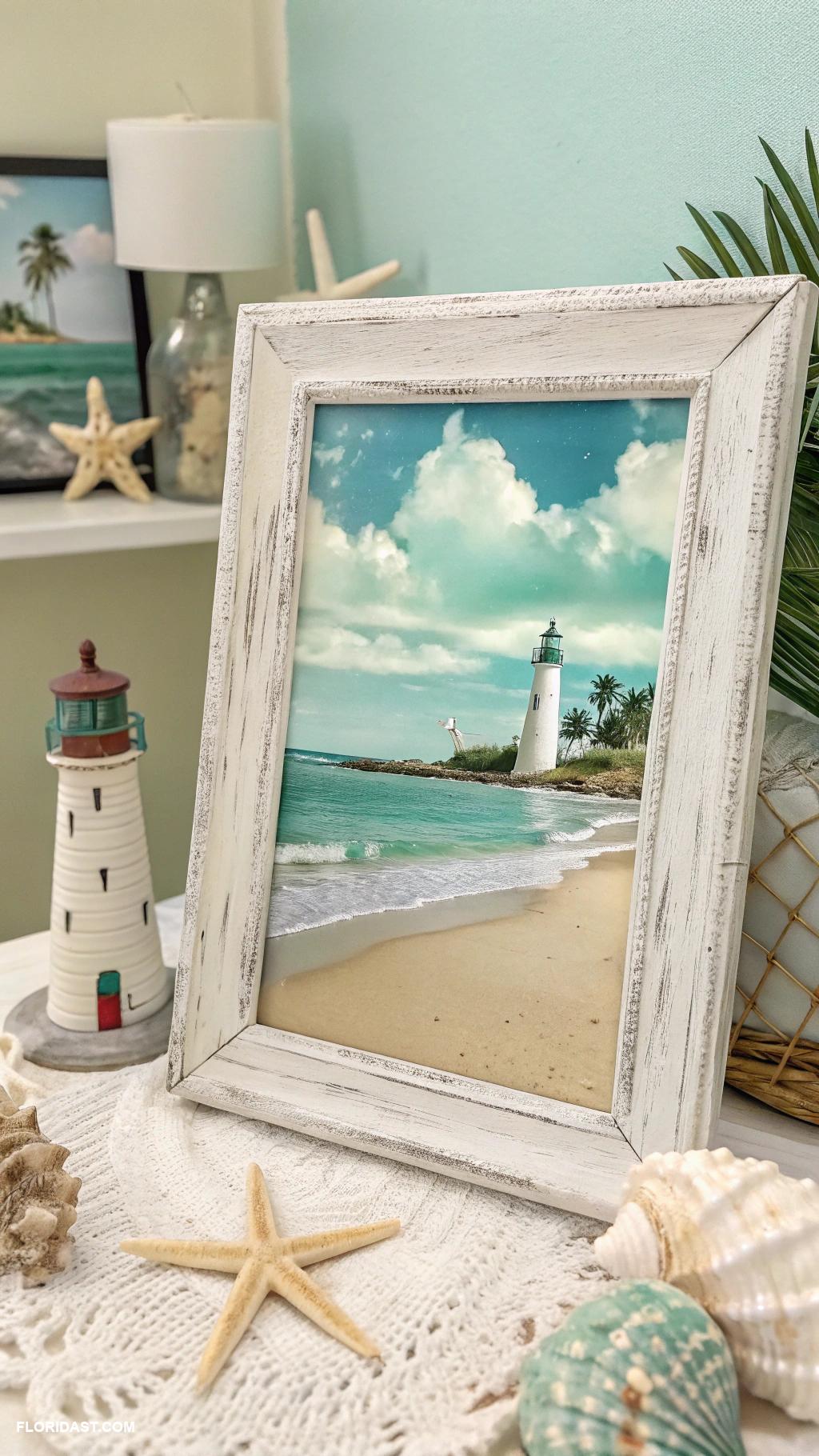 coastal coffee table decor Nautical themed photo frames