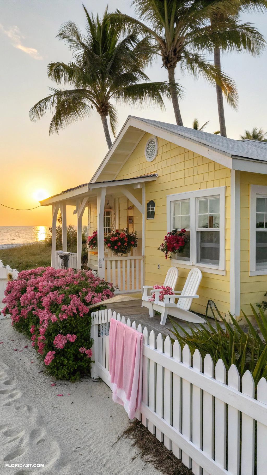 colorful beach houses Bright yellow bungalow in Naples