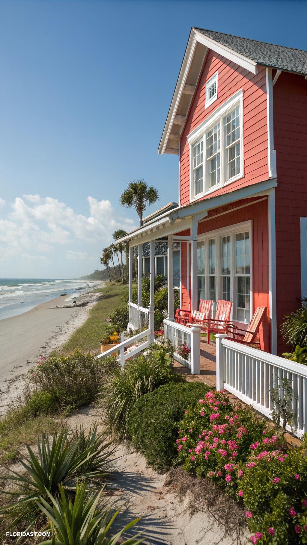 colorful beach houses Coral red retreat in St Augustine