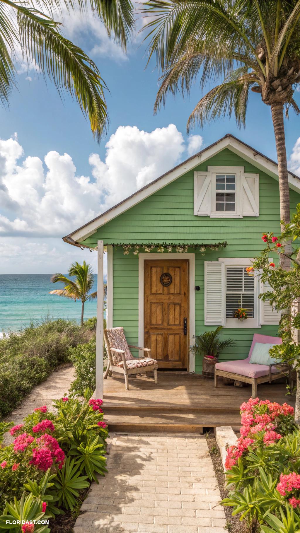colorful beach houses Green coastal cabin in Cape Canaveral