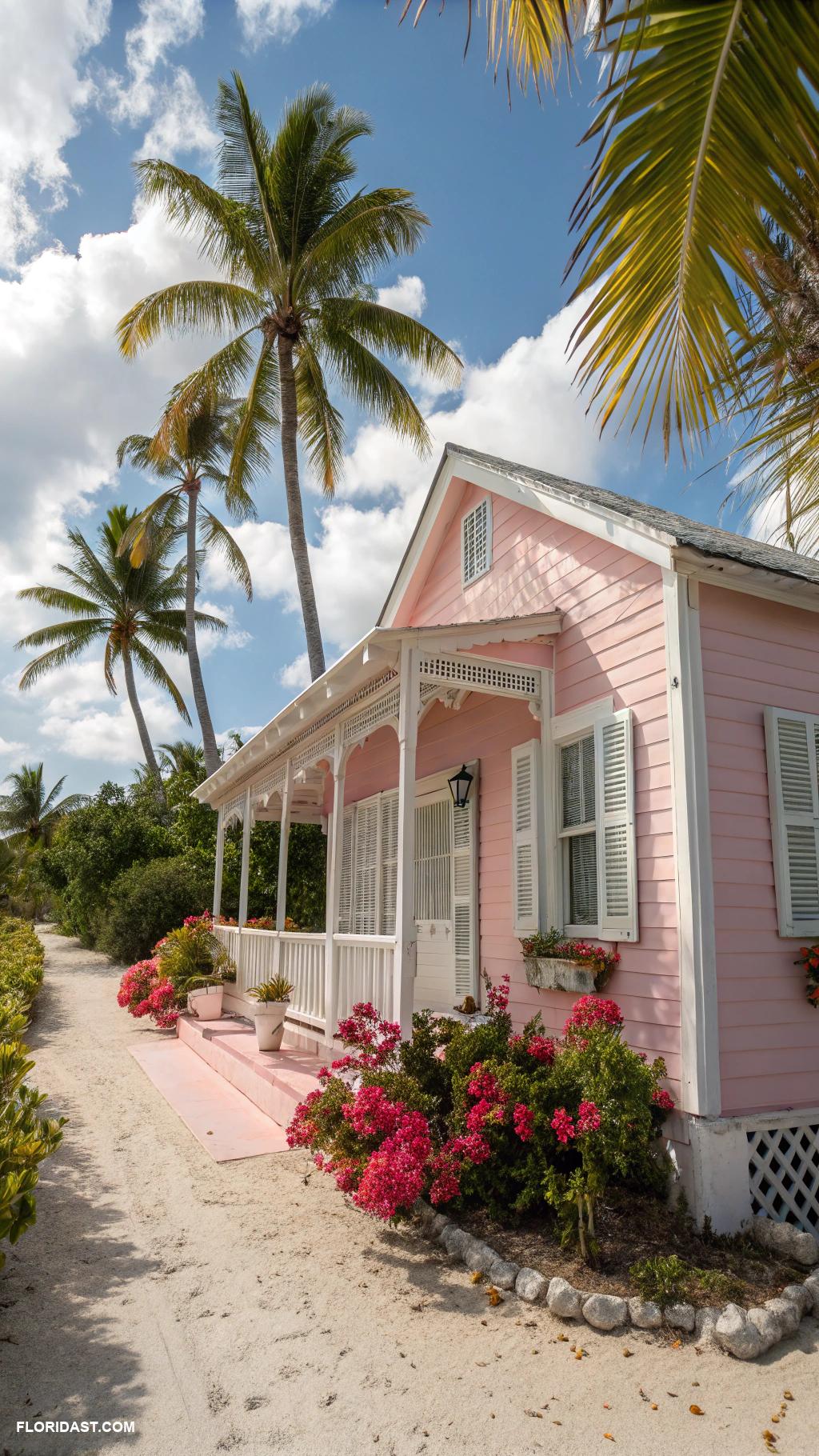 colorful beach houses Pastel Pink Cottage in Key West