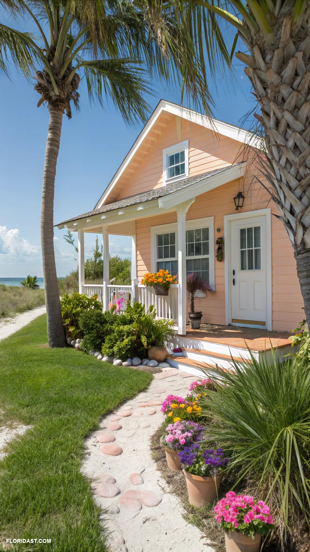 colorful beach houses Peach colored cottage in Sarasota