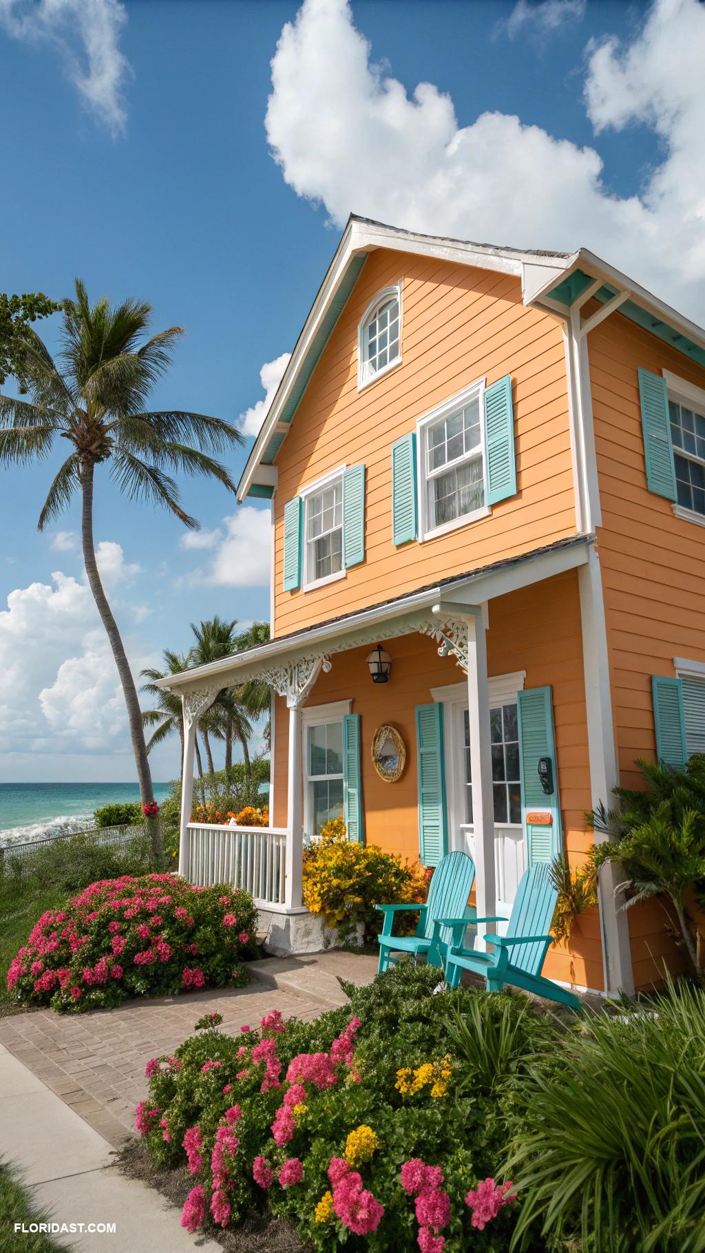 colorful beach houses Sunny orange house in Fort Lauderdale