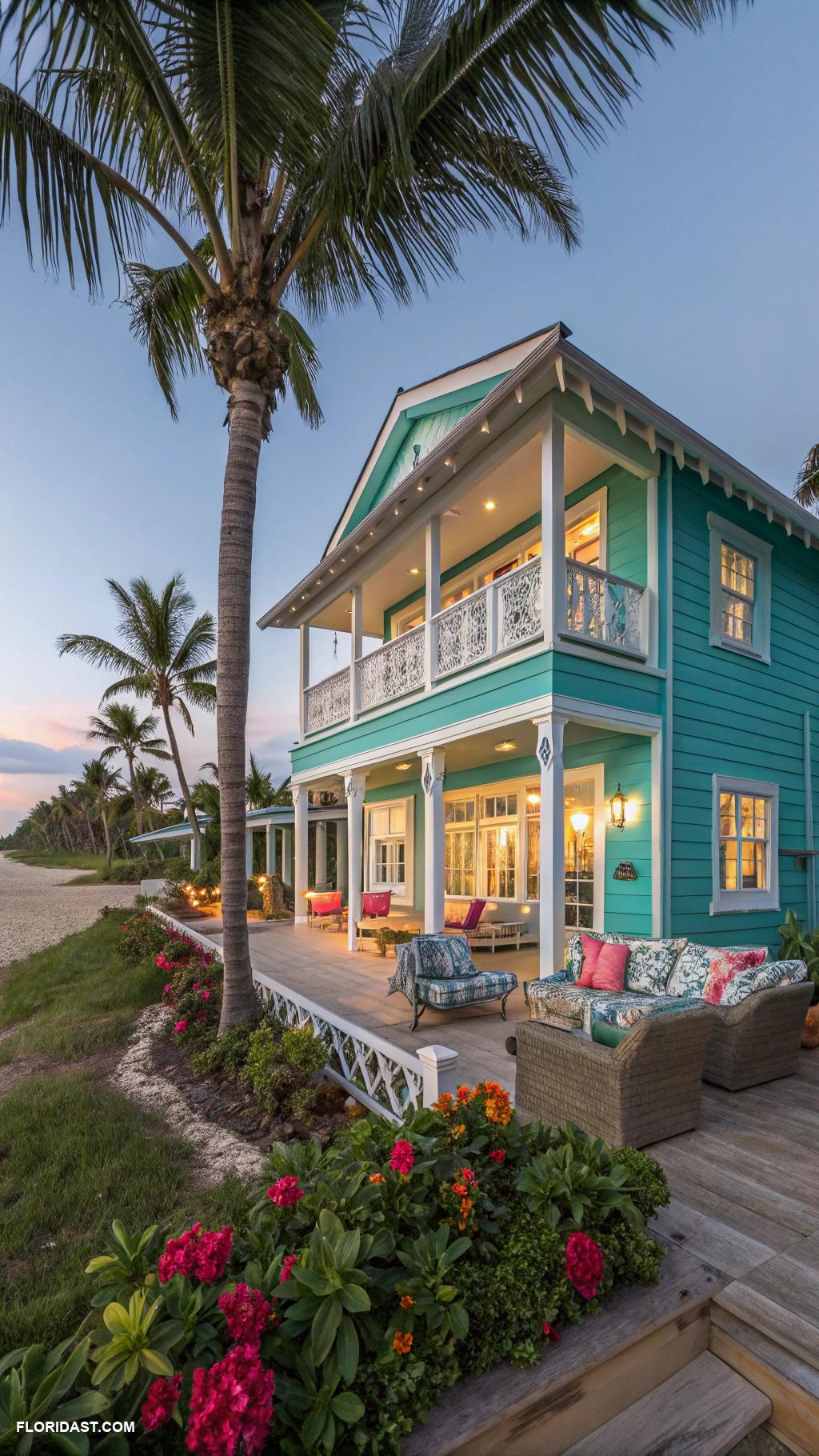 colorful beach houses Vibrant teal residence in Palm Beach