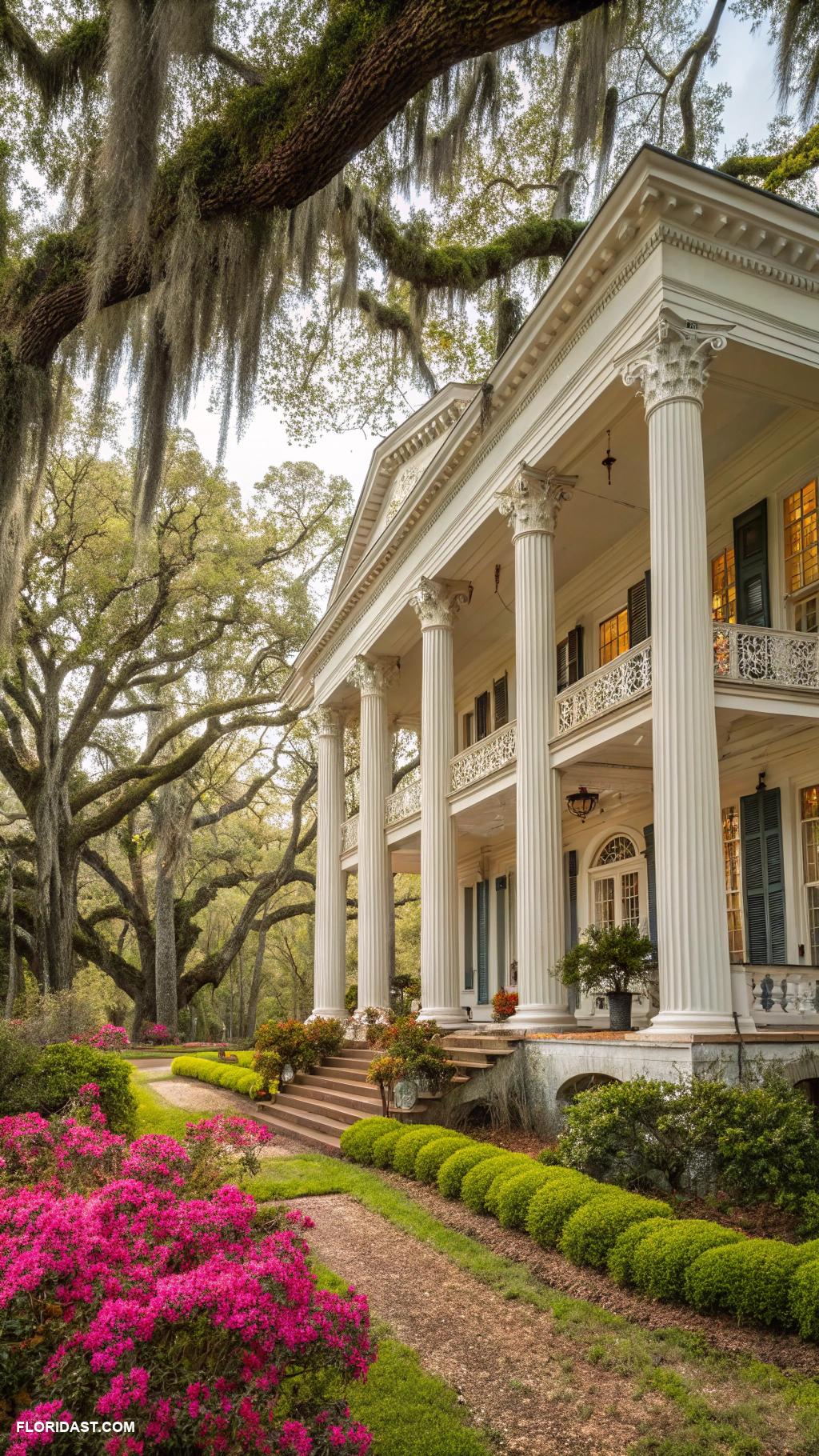 houses with southern charm Antebellum mansion surrounded by oak trees