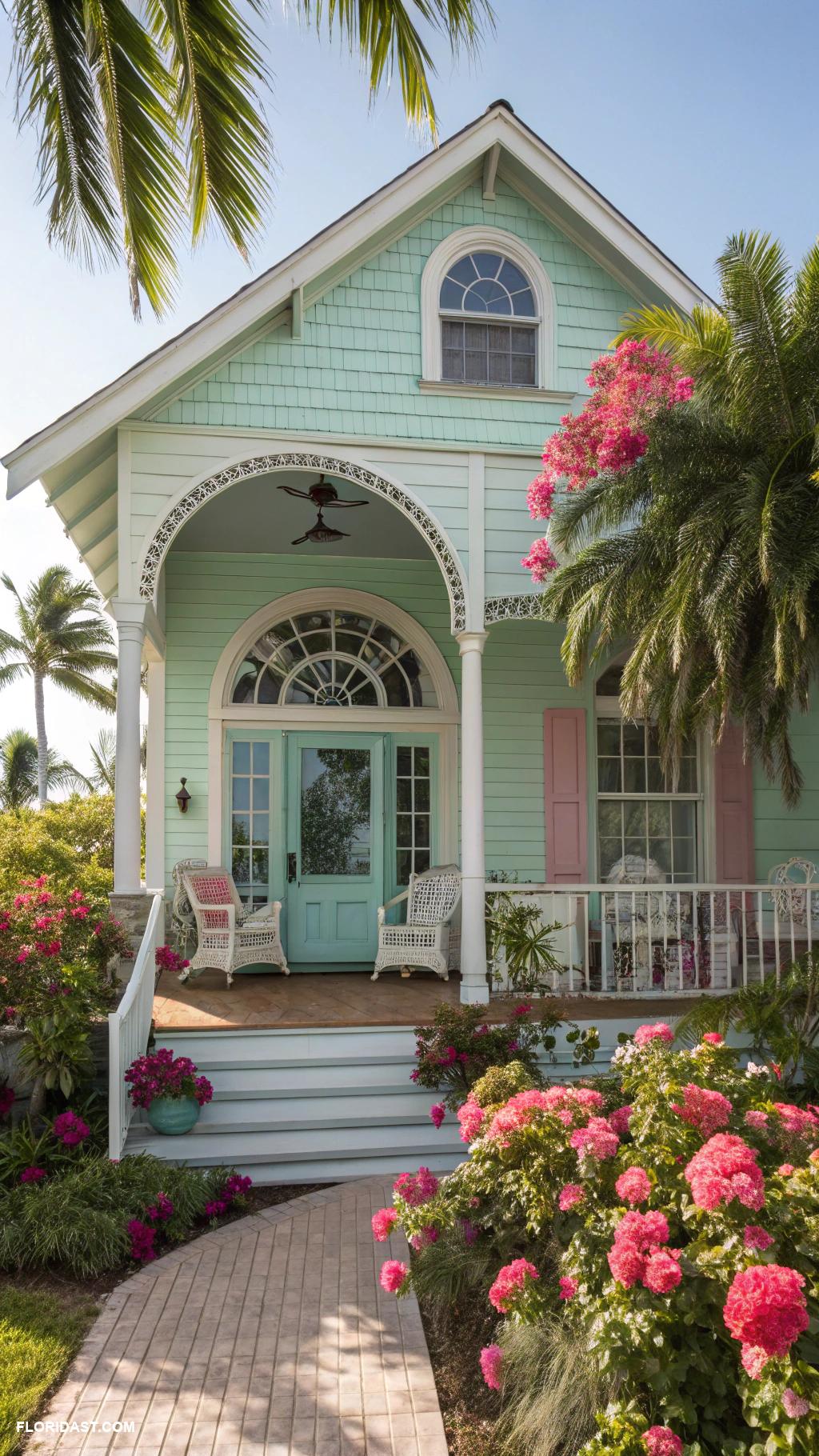 key west style houses Arched windows for natural light