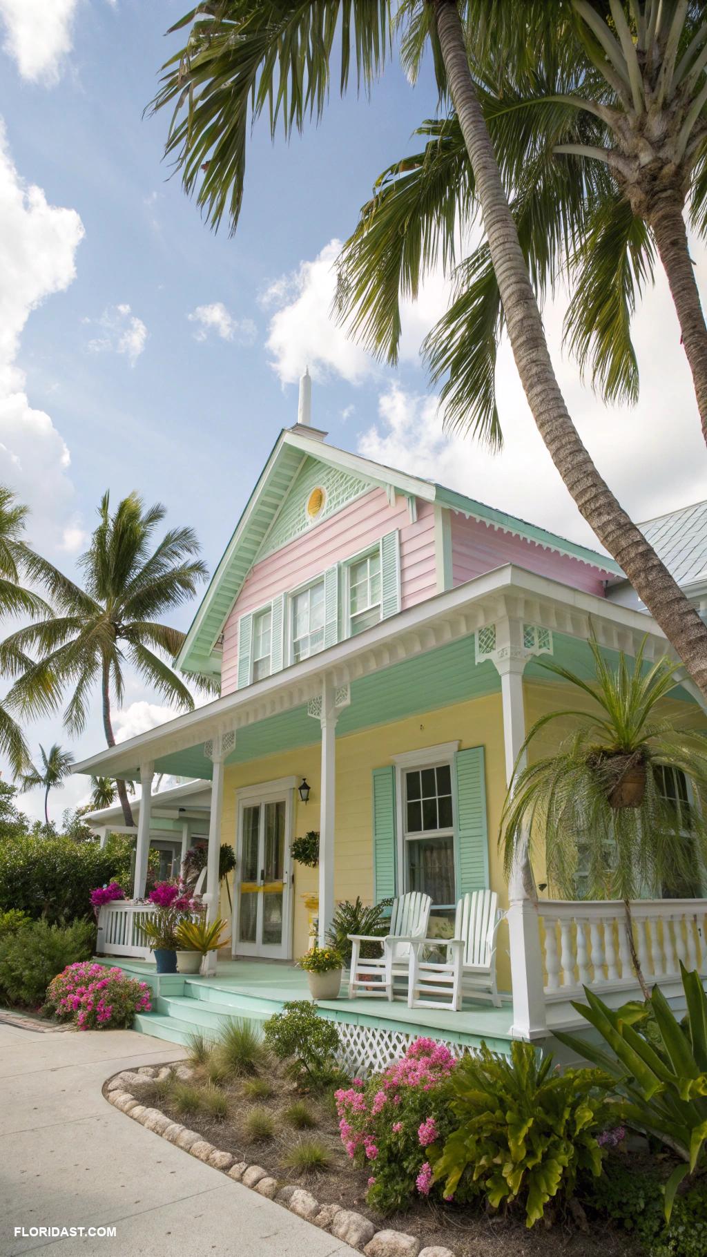 key west style houses Bright pastel colored exterior walls