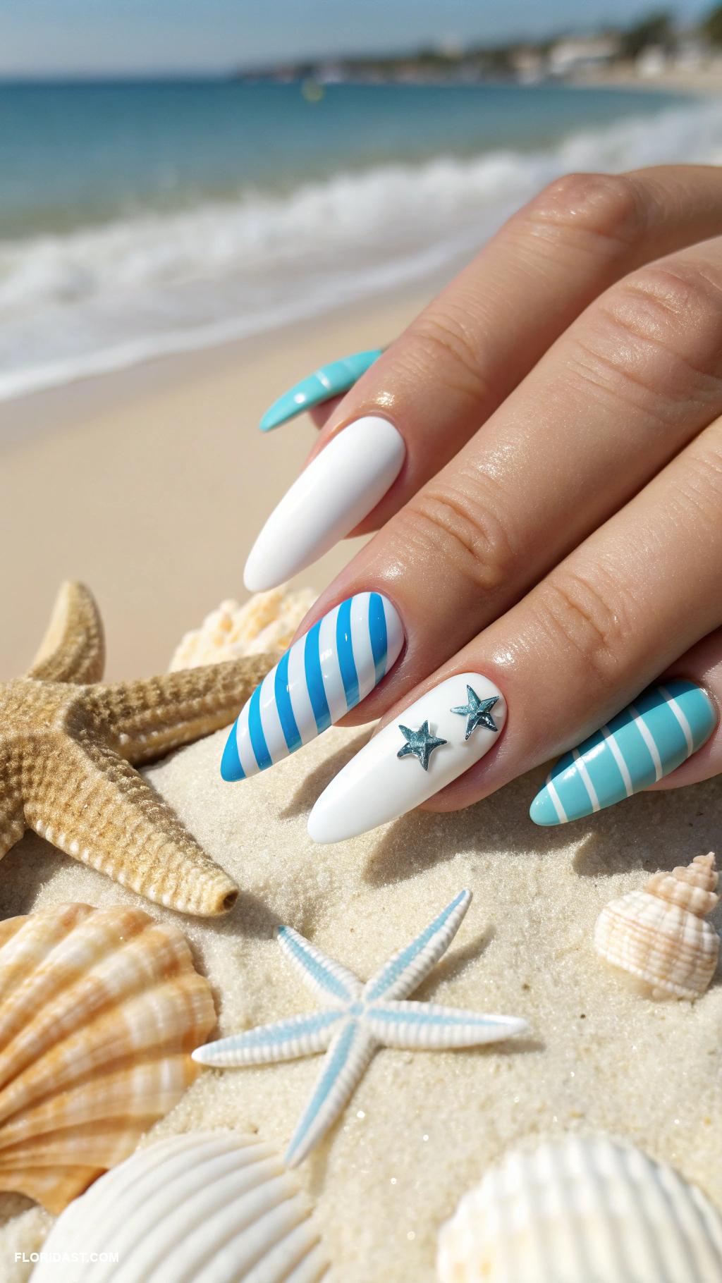 nails ideas Breezy nautical stripes manicure