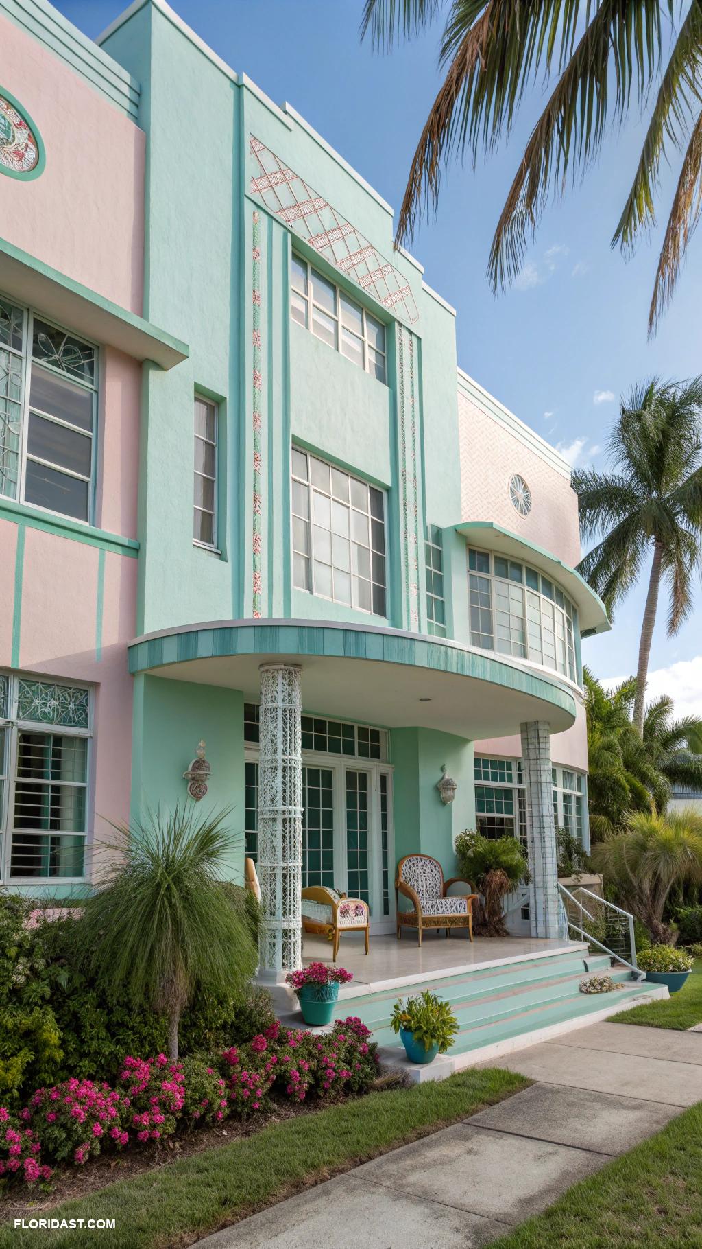 palm beach style houses Art deco home with pastel hues