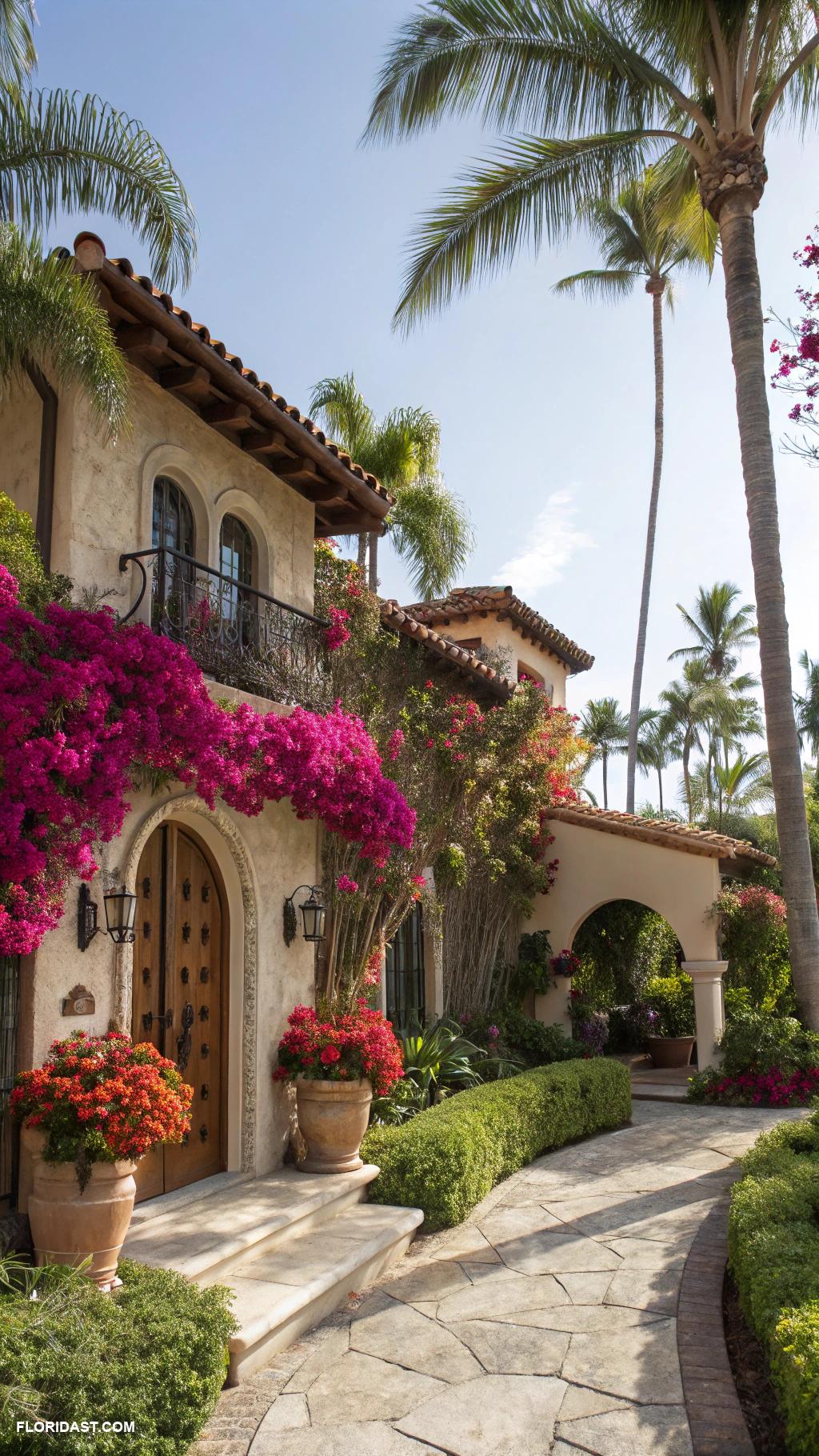 palm beach style houses Mediterranean style villa with lush landscaping