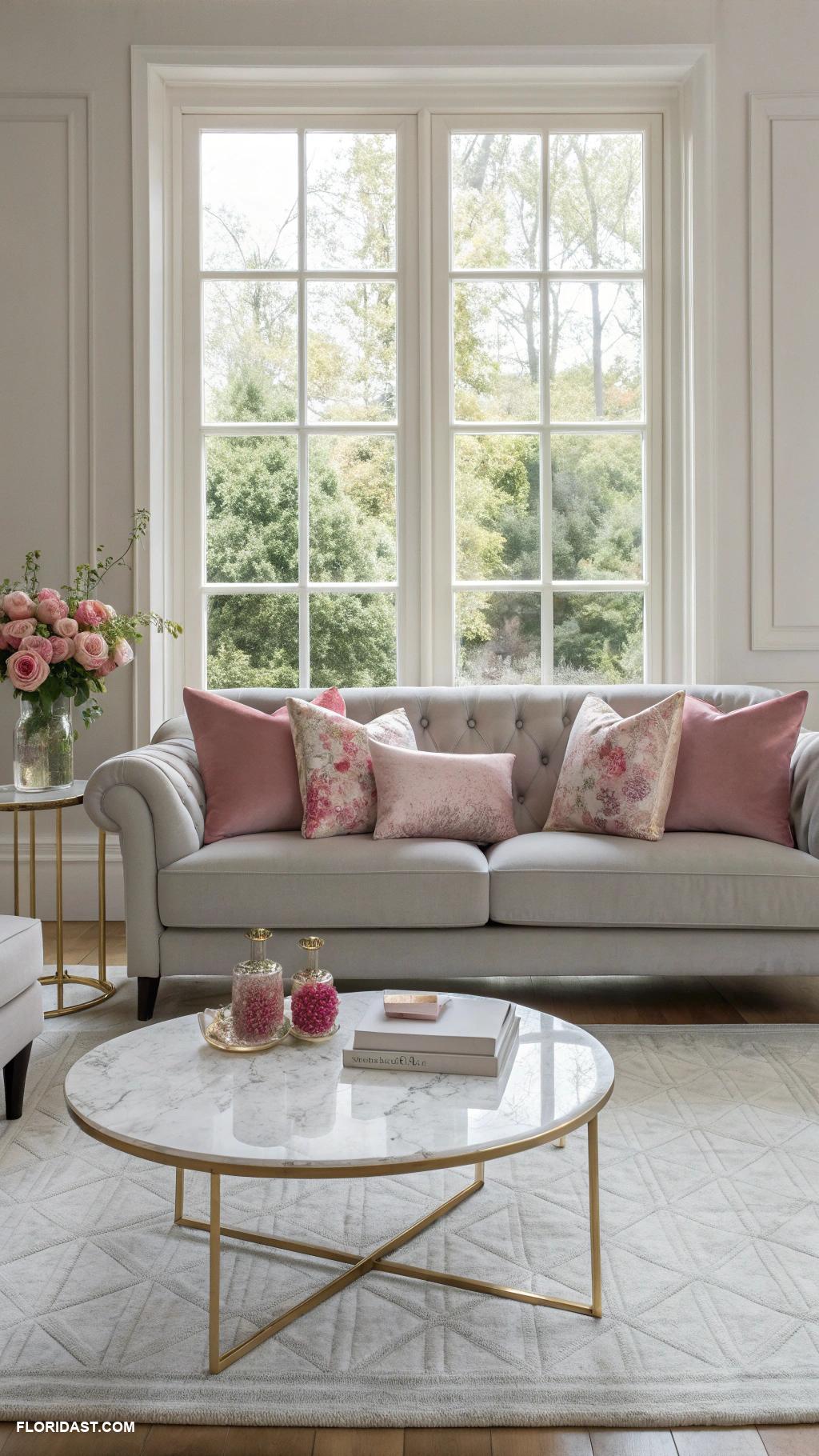 pink living rooms Elegant rose pink accents in a modern space