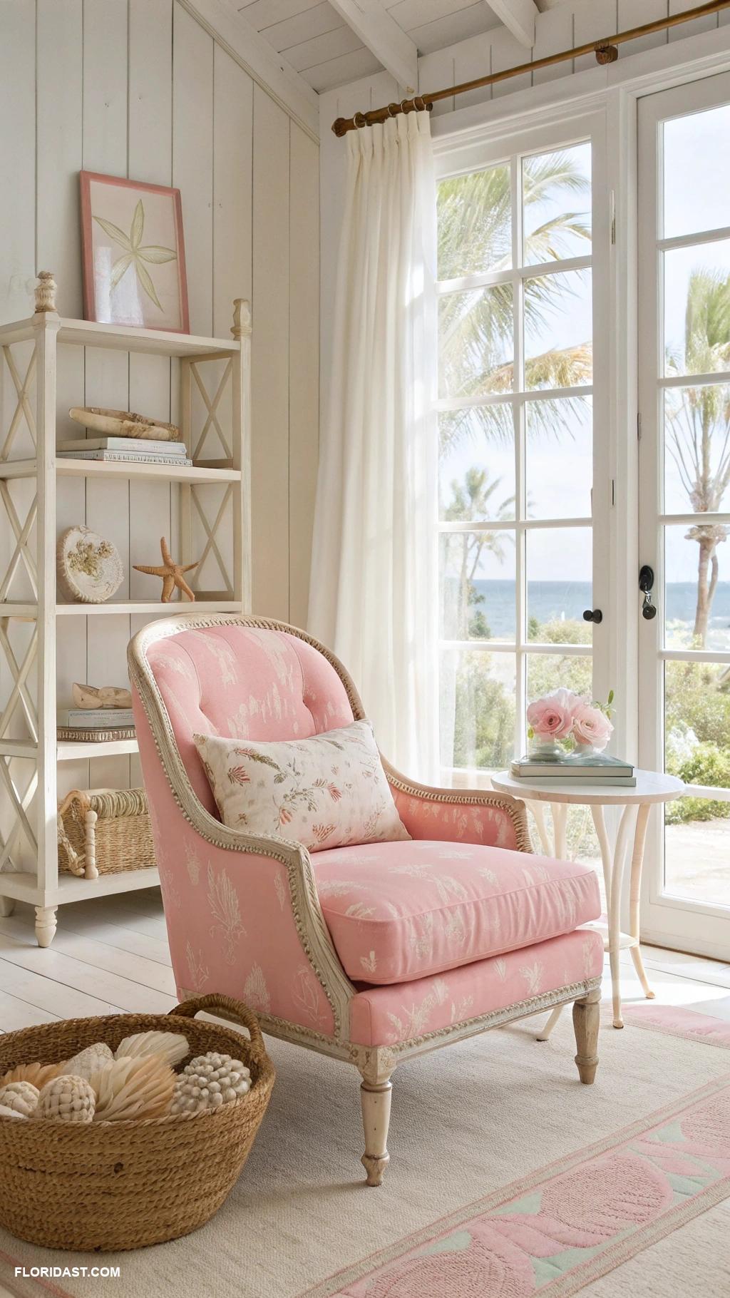 pink living rooms Vintage pink armchairs with a coastal vibe