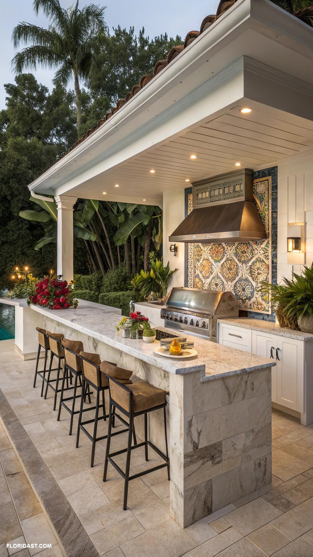 pool house cabanas Outdoor kitchen for entertaining guests