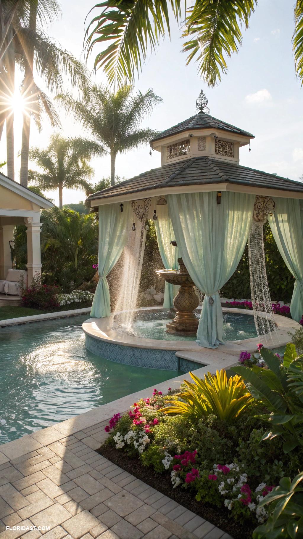 pool house cabanas Water features like fountains