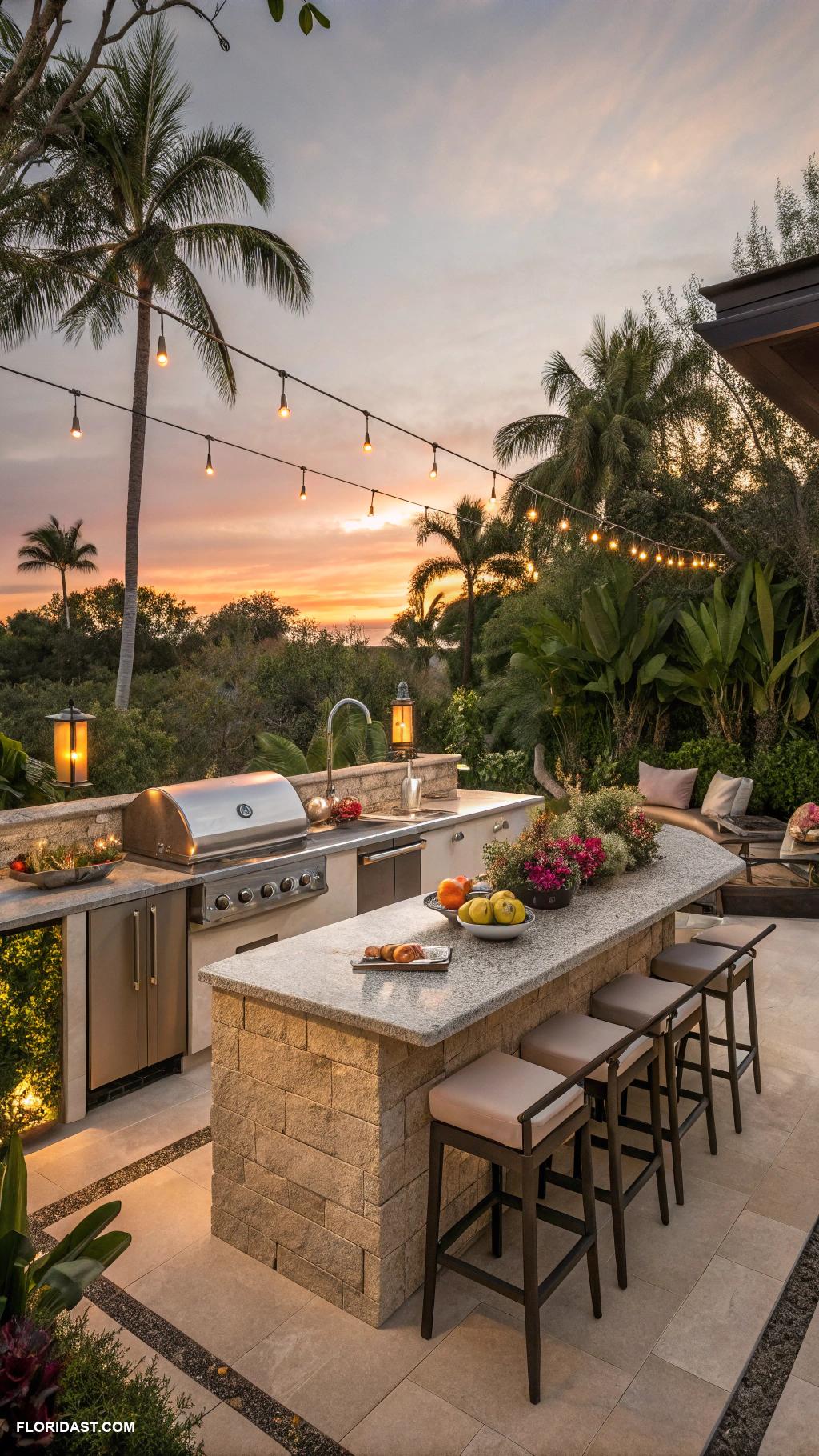 resort style backyard Outdoor kitchen with grill station