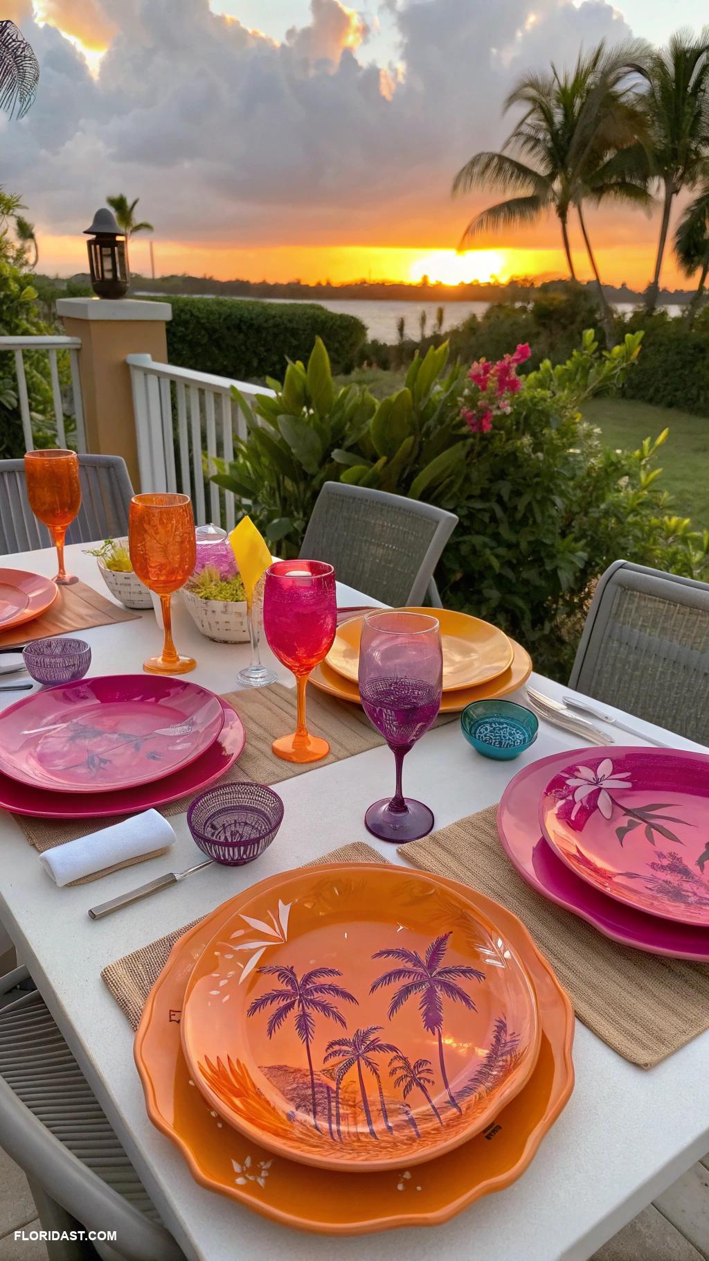 table setting ideas Brightly colored dinnerware inspired by sunsets