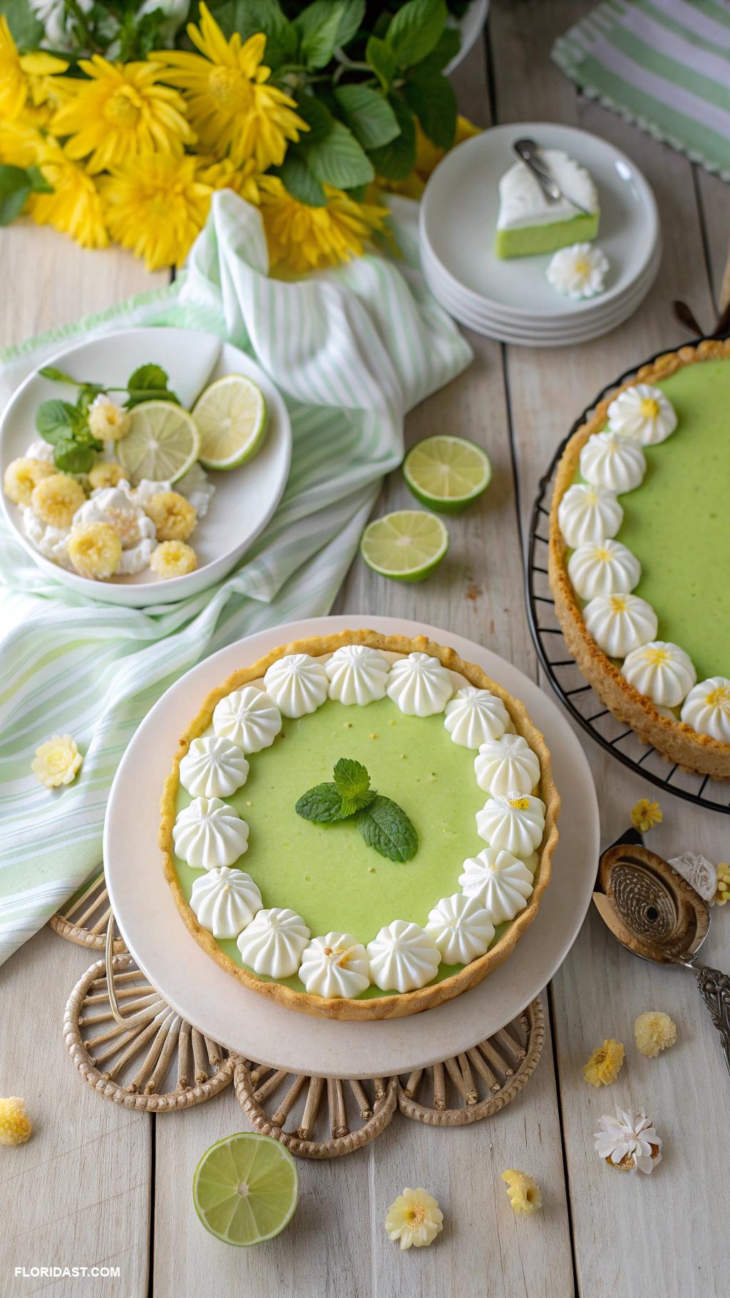 table setting ideas Florida key lime pie as dessert centerpiece