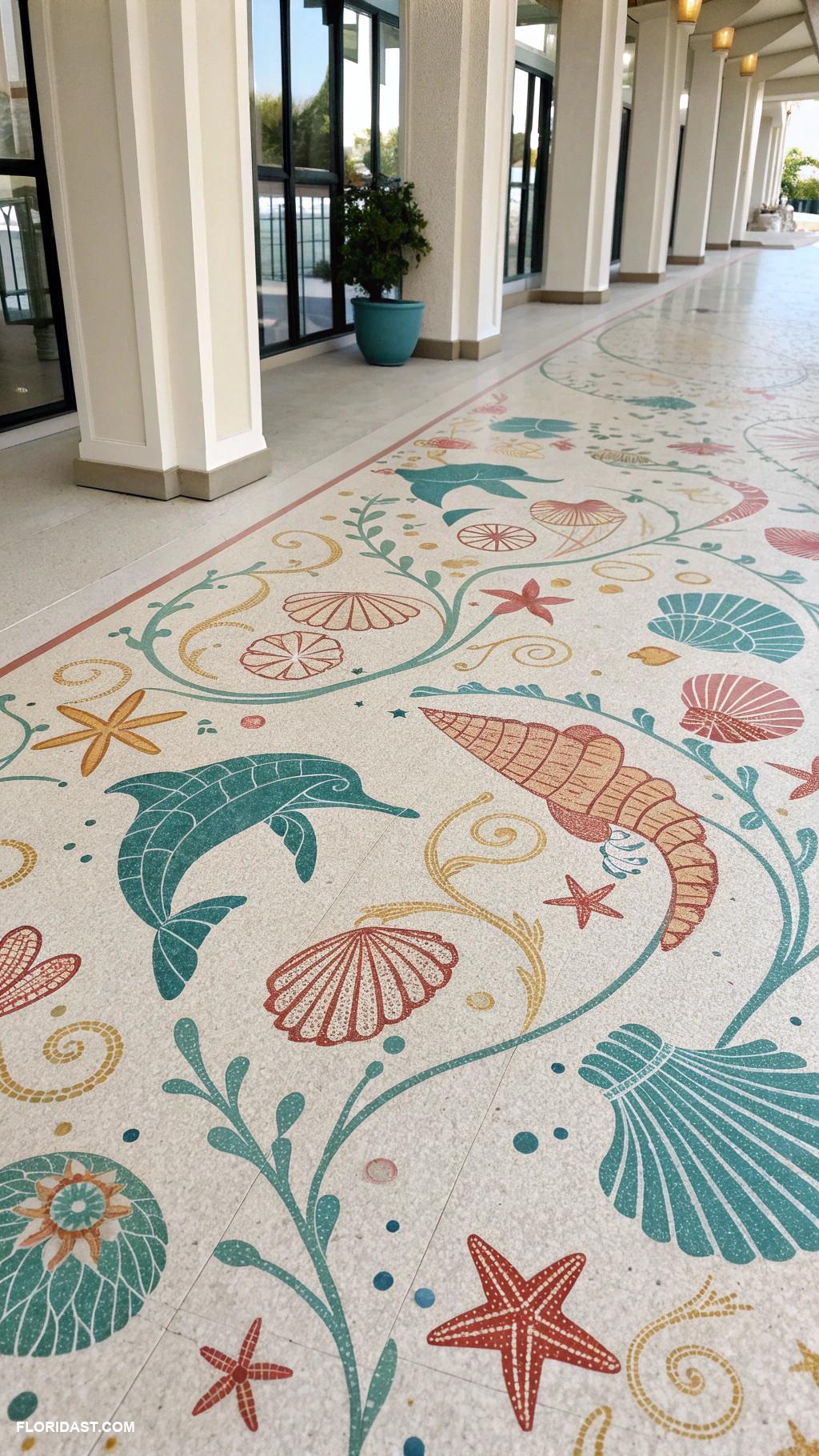 terrazzo flooring Custom Sea Life designs in terrazzo