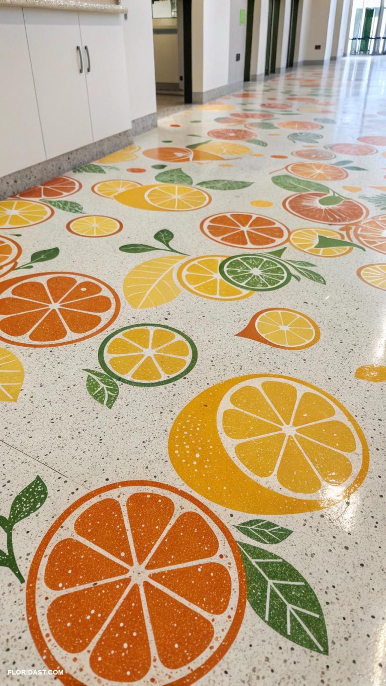 terrazzo flooring Terrazzo with Florida citrus motifs