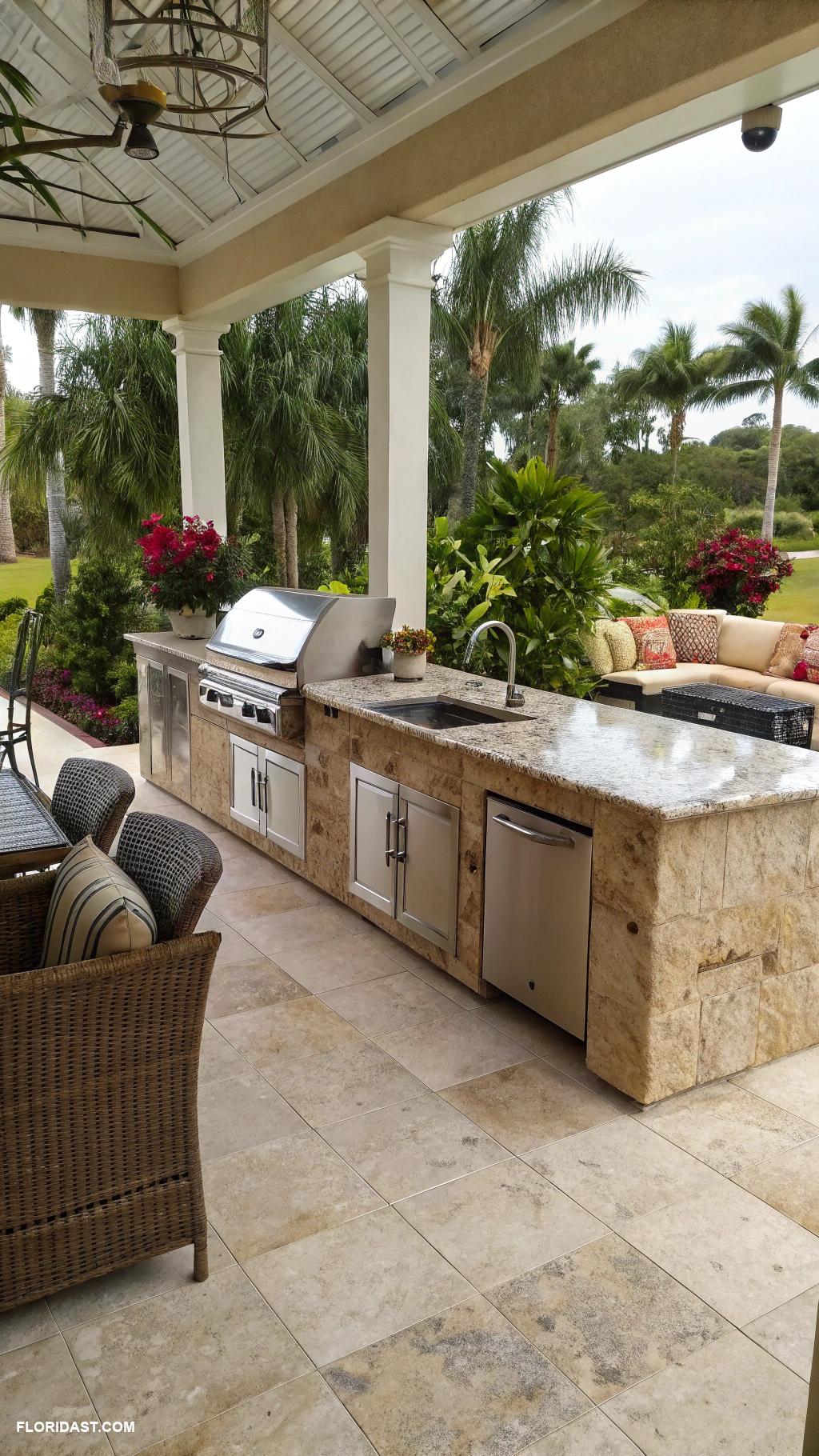 travertine patio ideas Outdoor kitchen for al fresco cooking