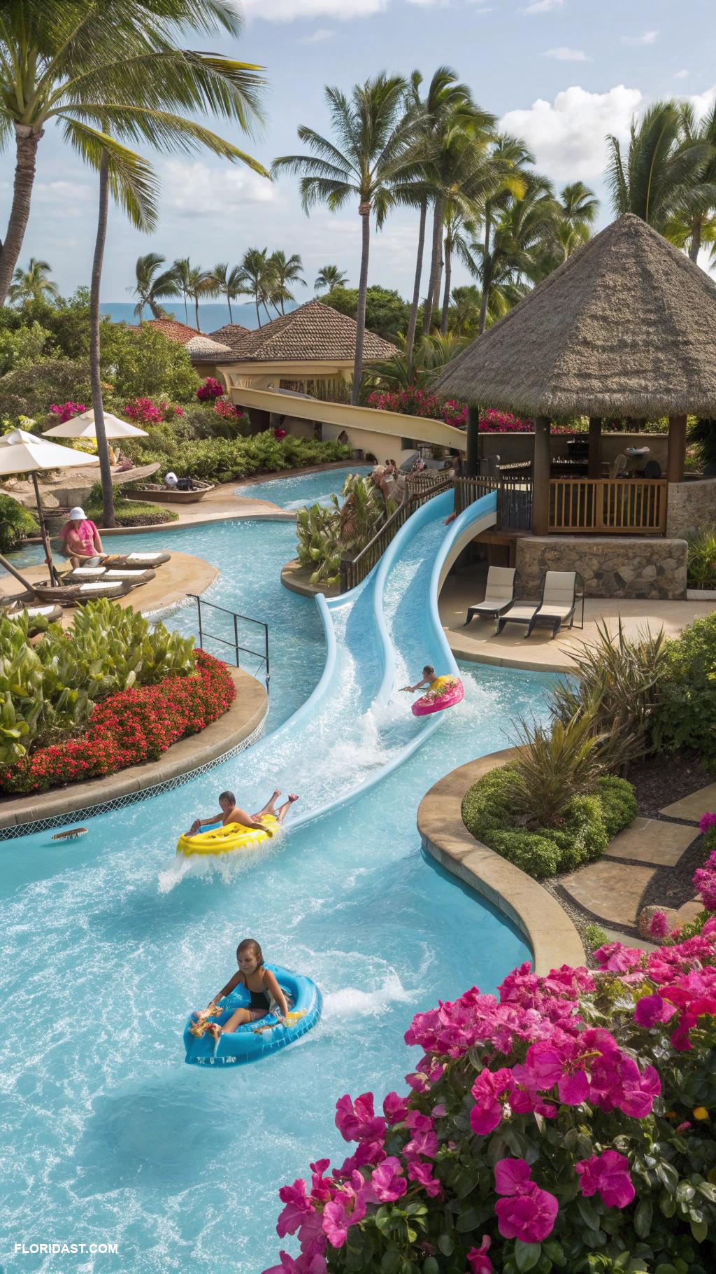 tropical pools Family friendly pool with water slides