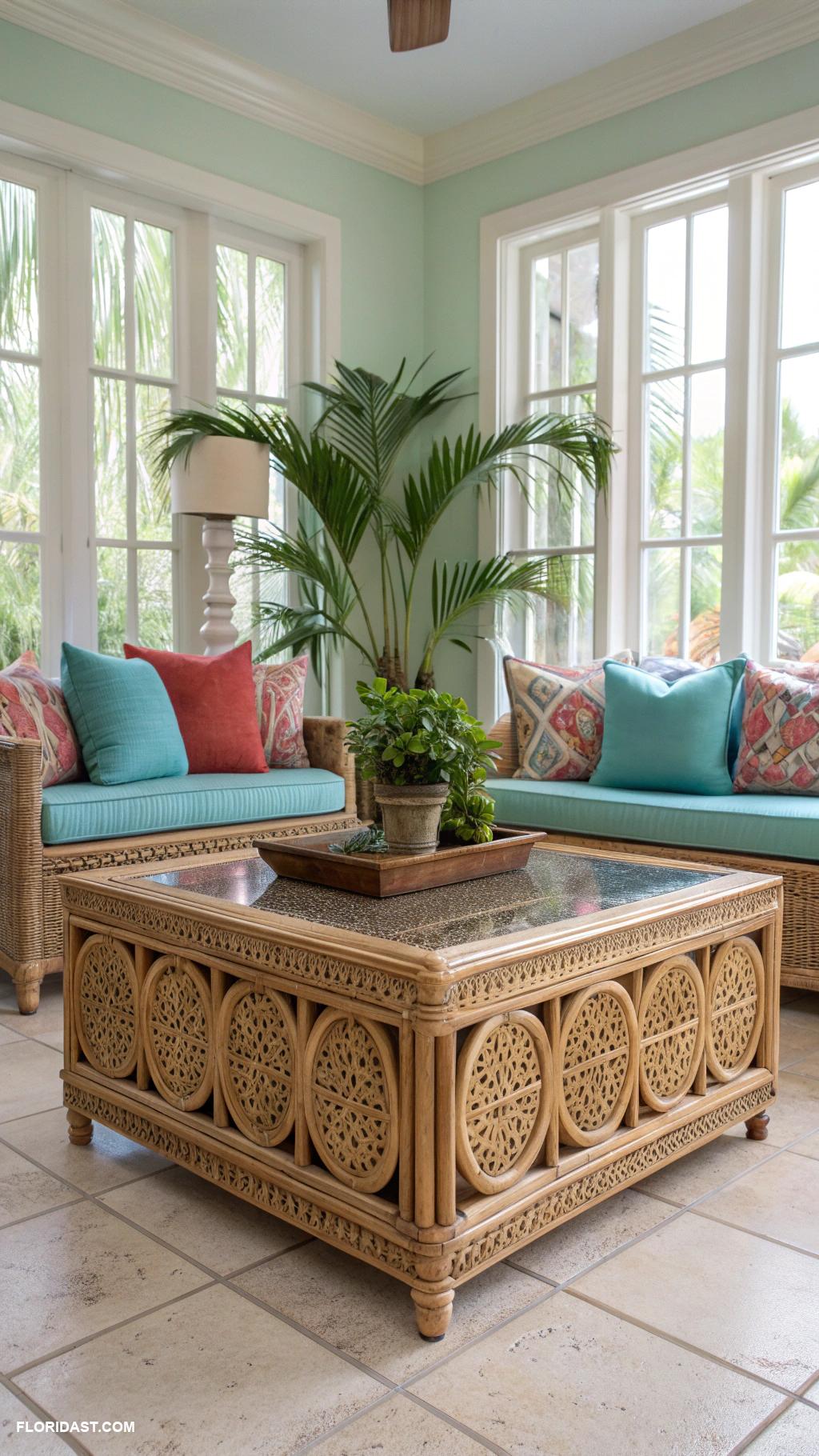 wicker home decor Wicker coffee table for tropical living room