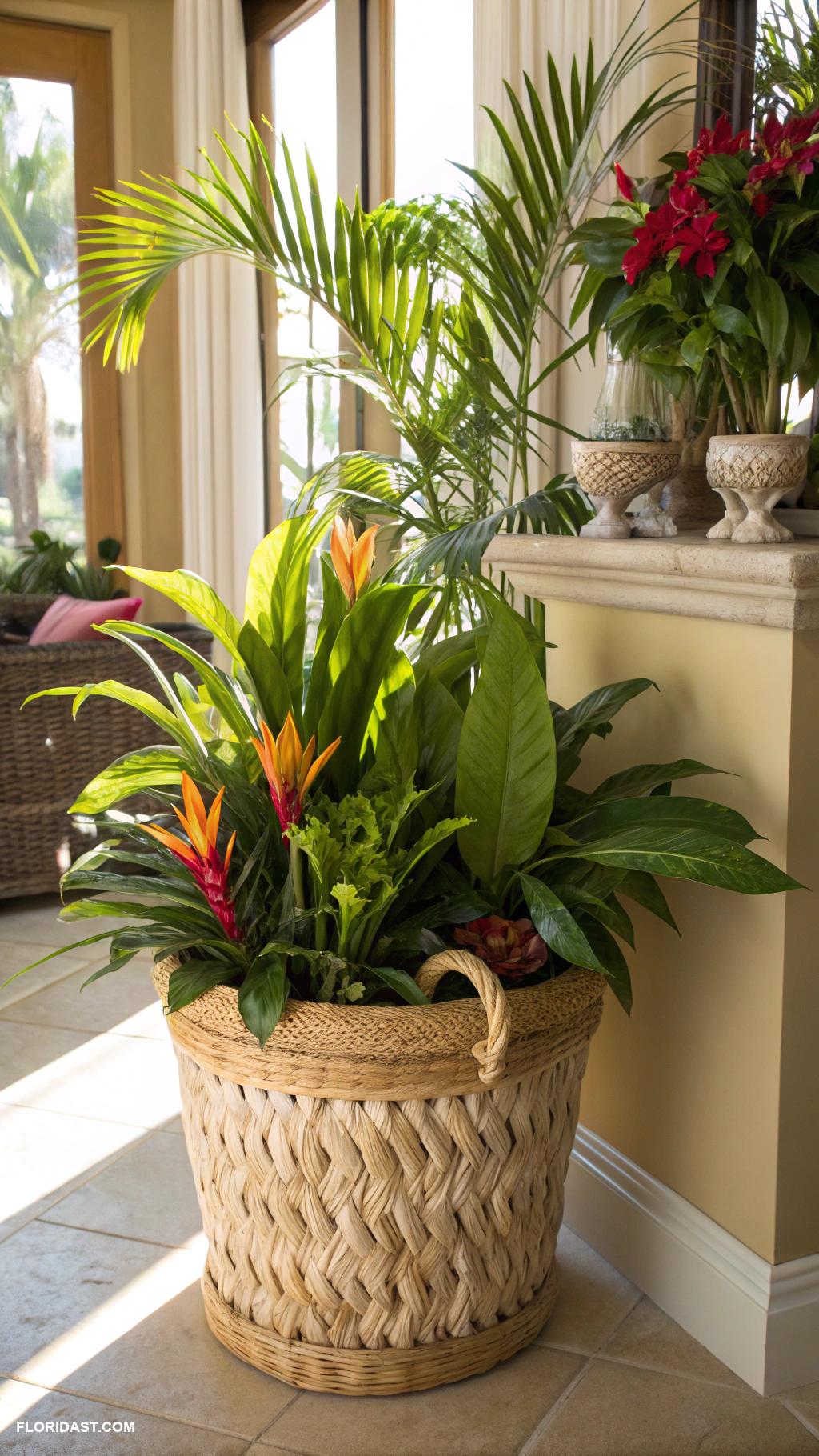 wicker home decor Wicker planters for indoor tropical plants