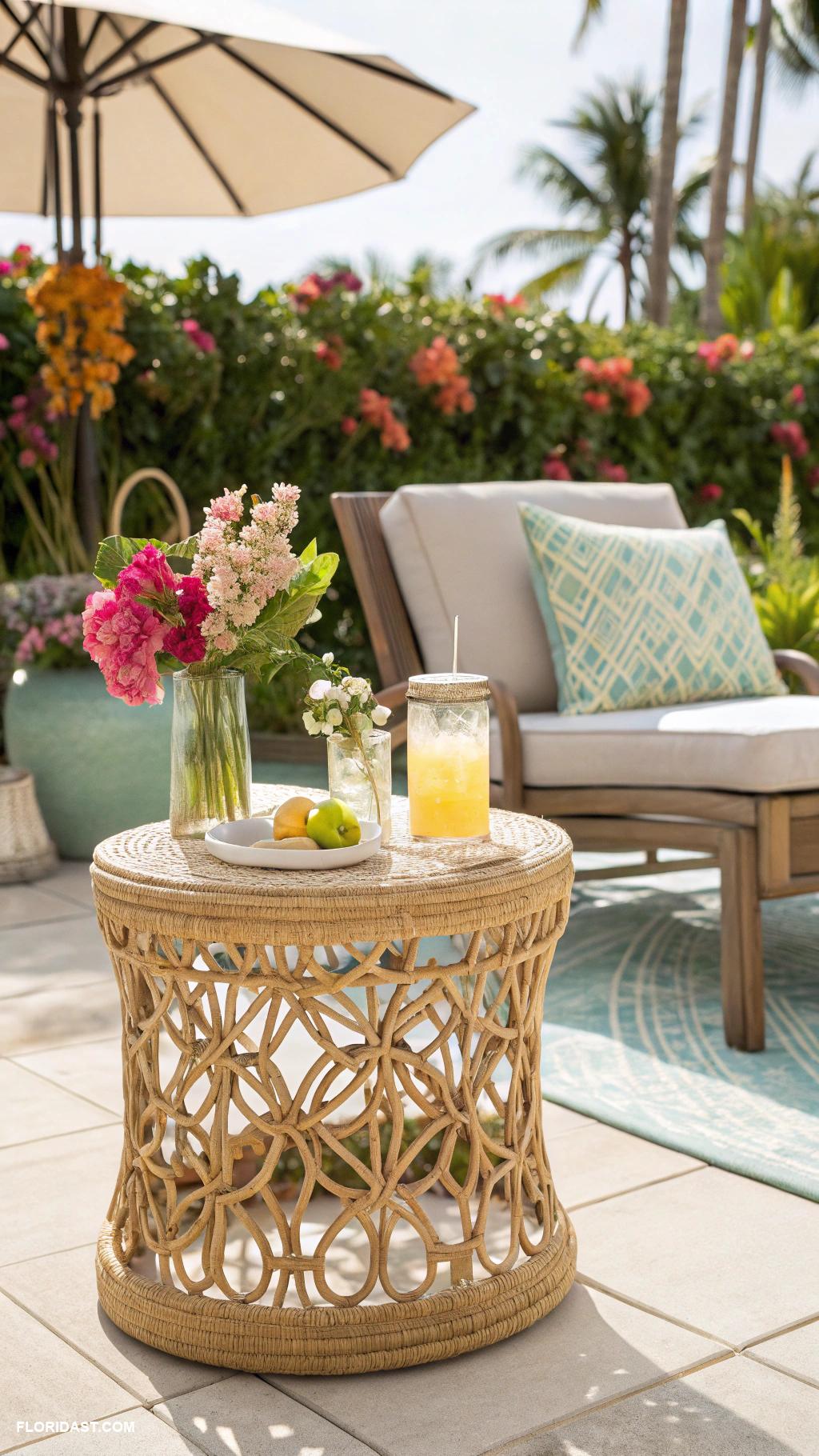 wicker home decor Wicker side tables for patio convenience