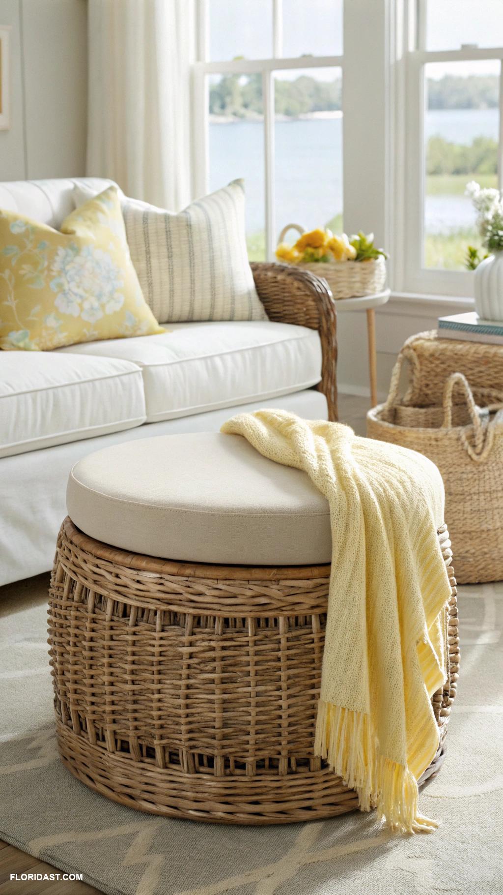 wicker home decor Wicker storage ottomans for versatile seating