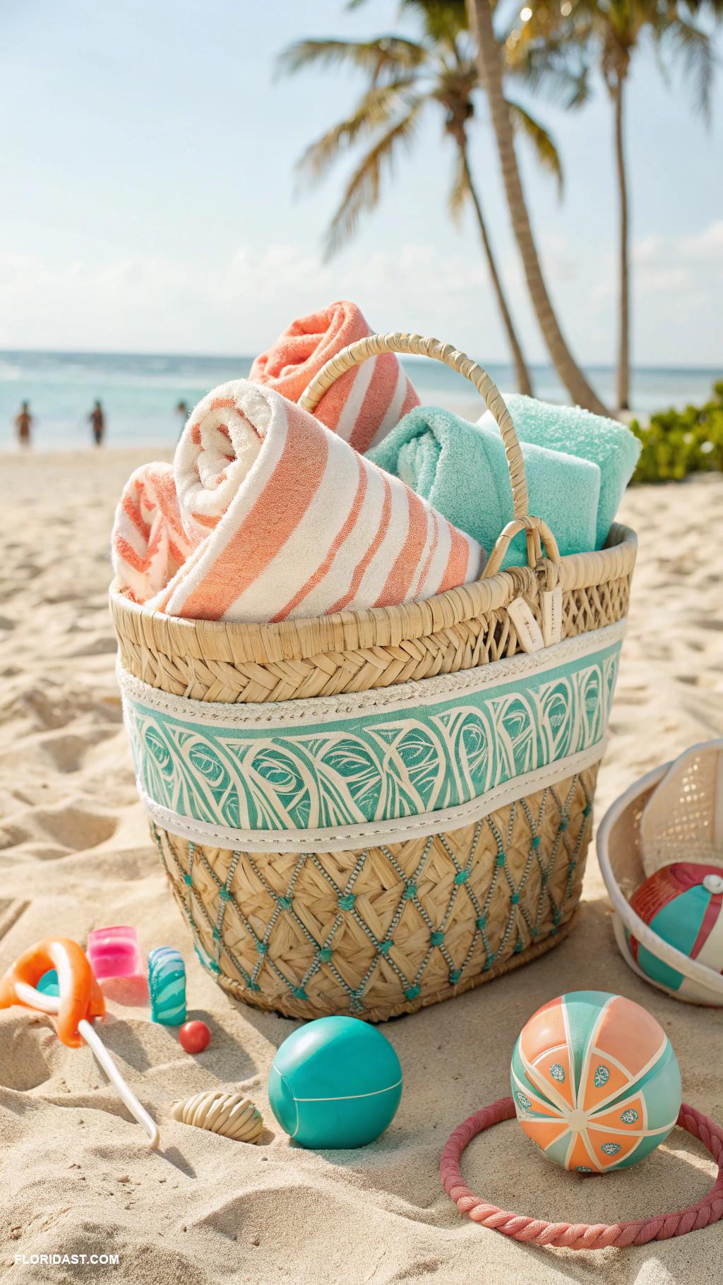wicker home decor Woven baskets for beach towels and toys